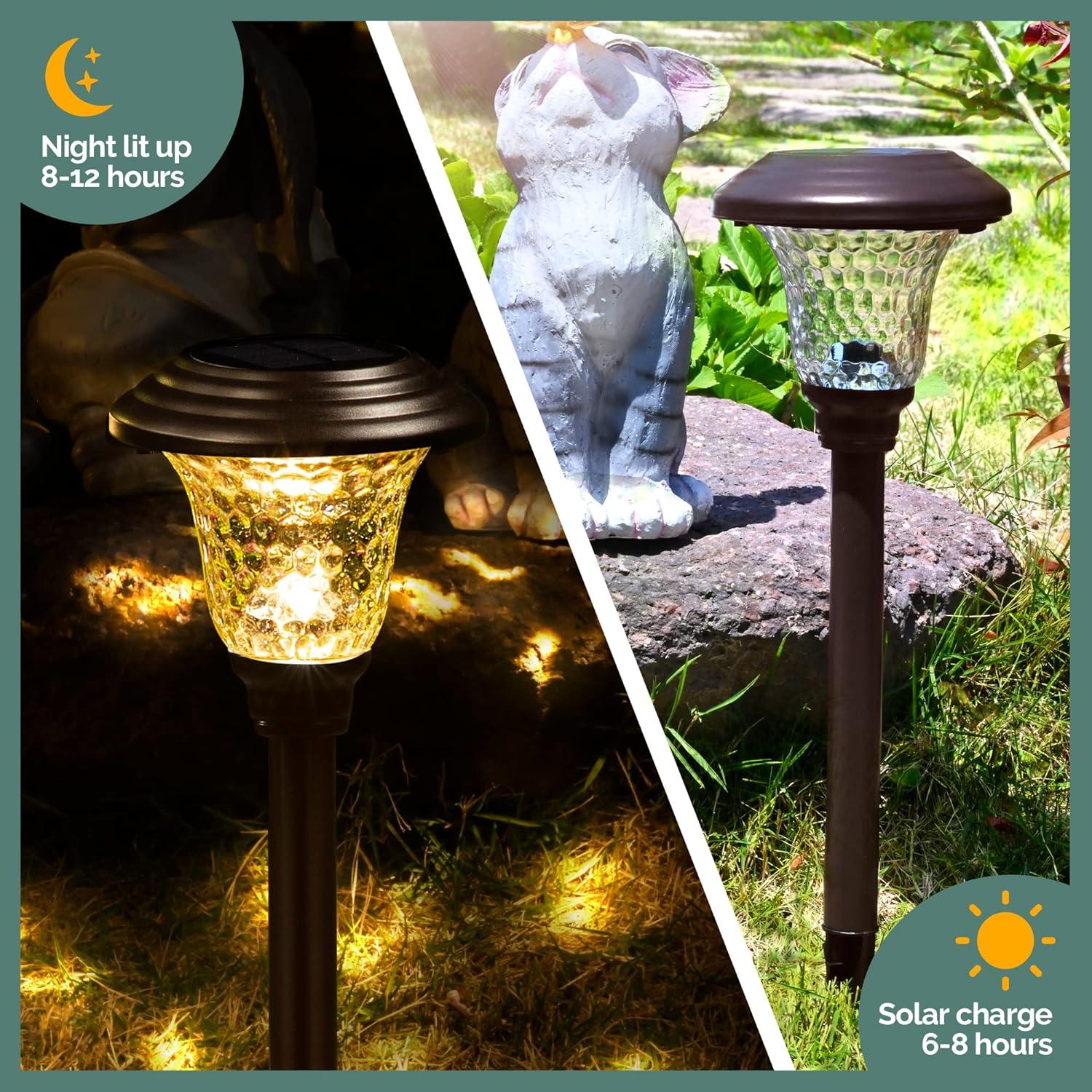 Luces Solares GIGALUMI Paquete de 8 LED Impermeables 3500K