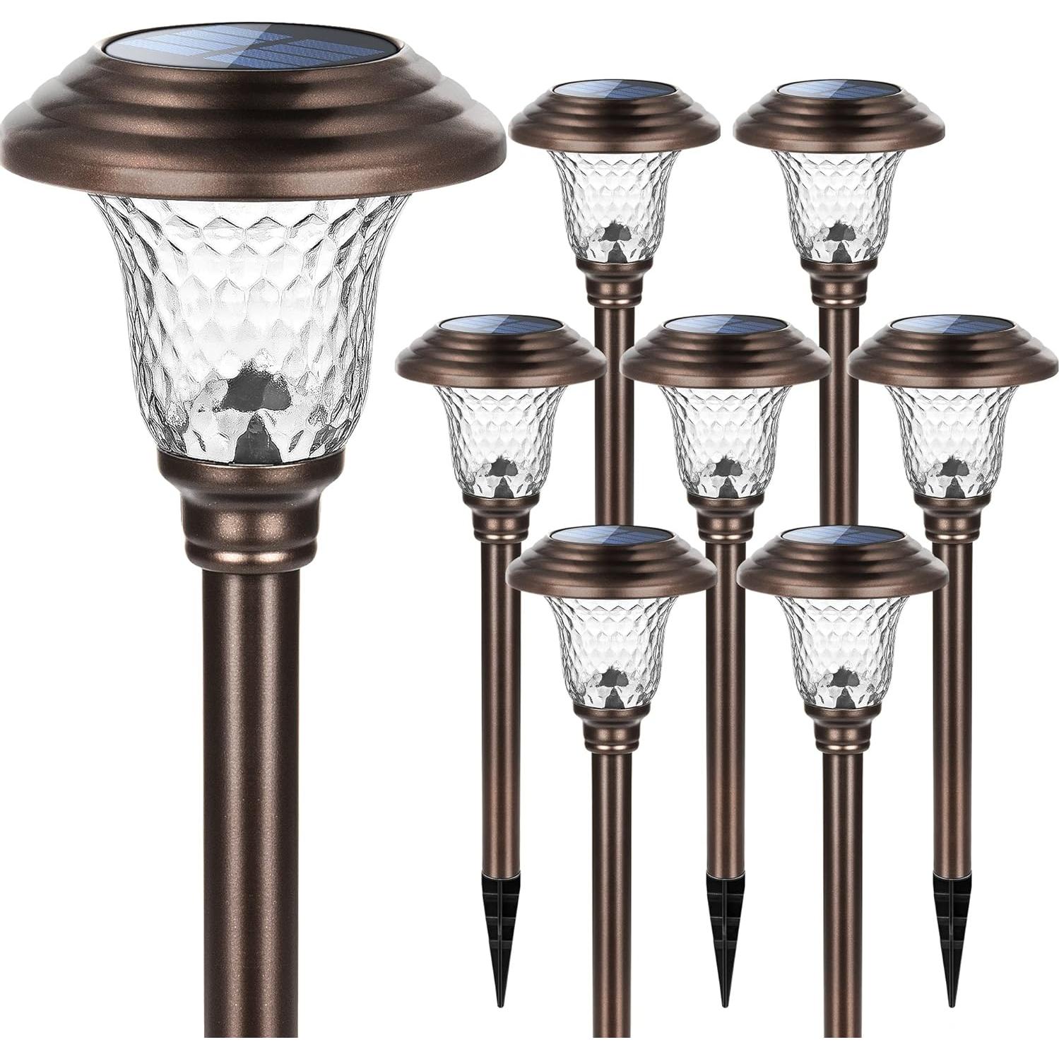 Luces Solares GIGALUMI Paquete de 8 LED Impermeables 3500K