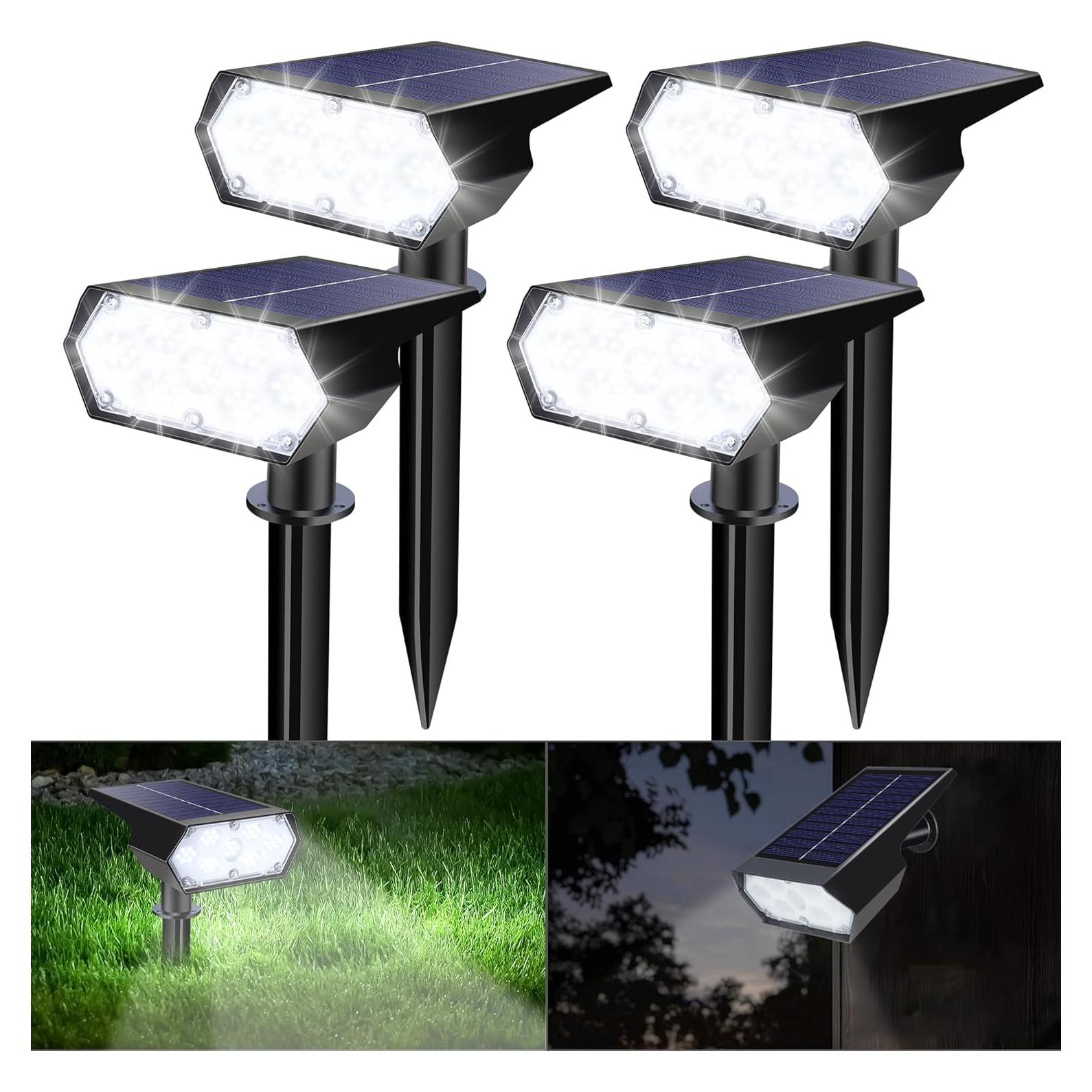 Focos Solares LED para Exterior 49 Luces IP65 - 4 Paquete Blanco Frío