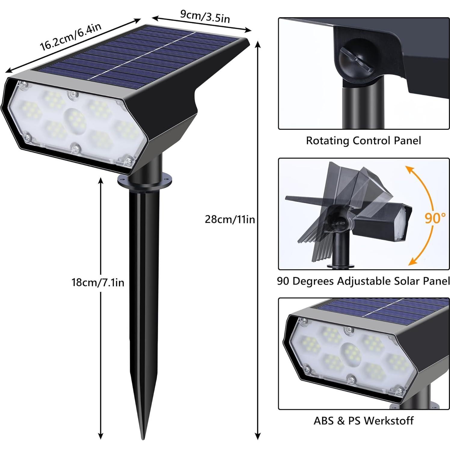 Focos Solares LED para Exterior 49 Luces IP65 - 4 Paquete Blanco Frío