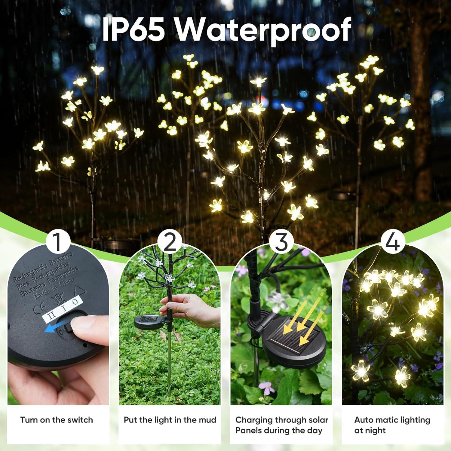 Luces de Jardín Solares IUEECEN 2 Paquete 40 LED Impermeables