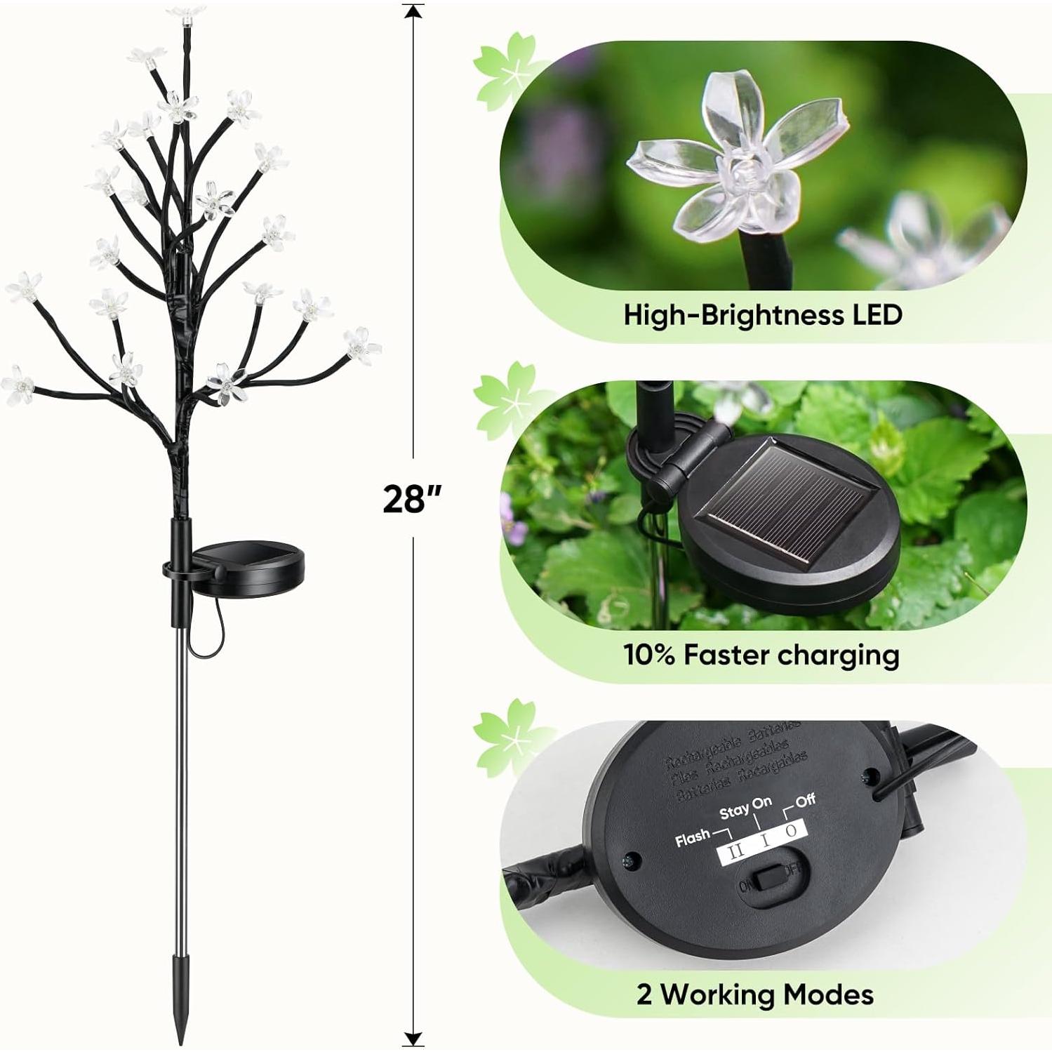 Luces de Jardín Solares IUEECEN 2 Paquete 40 LED Impermeables