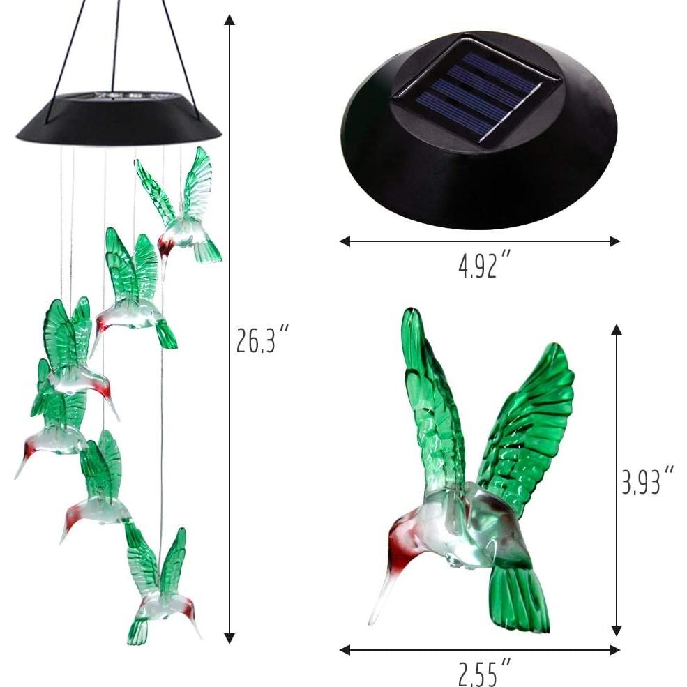 Carillón de Viento LED Solar MorTime Colibrí 63.5 cm