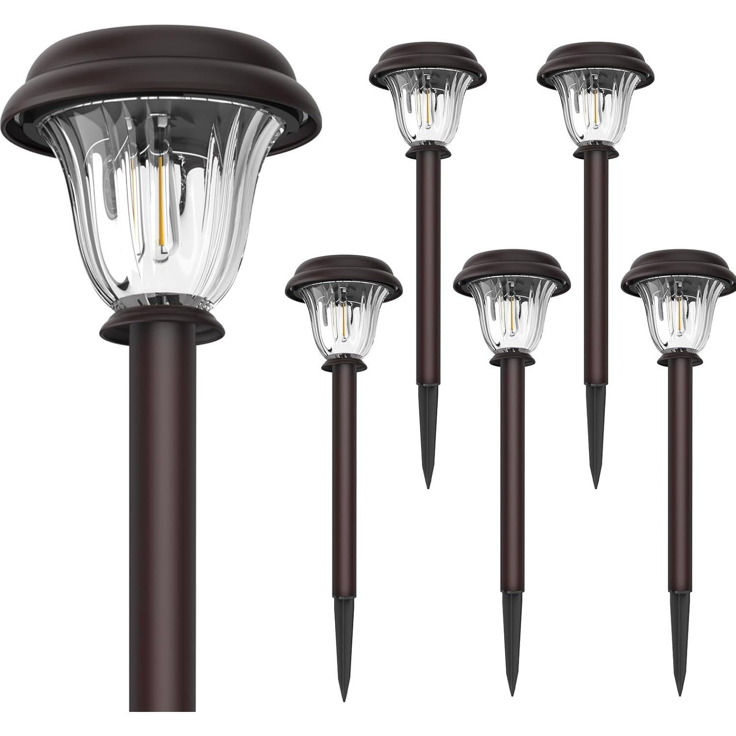 Luces Solares para Exteriores DERAYSION 6 Piezas Acero Inoxidable