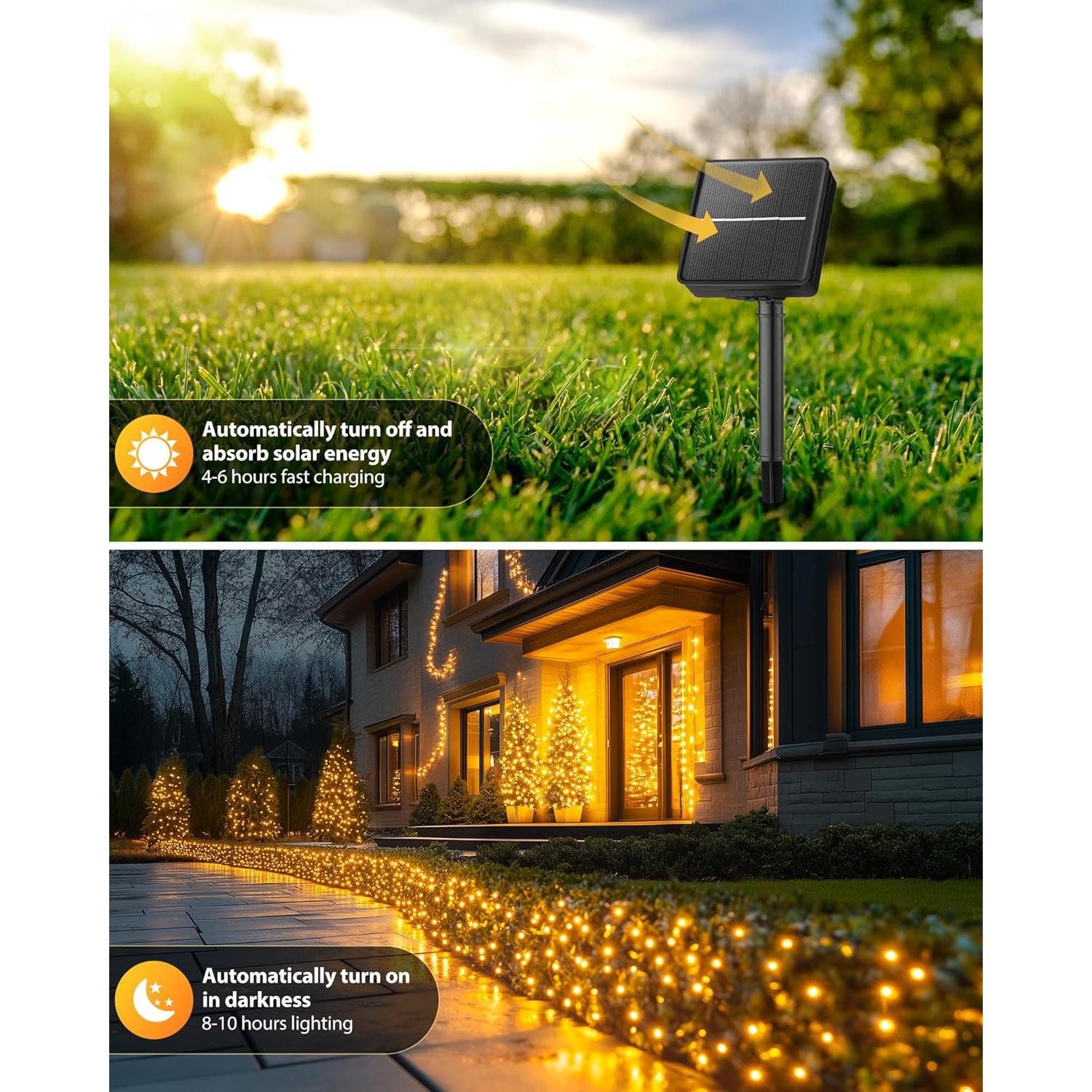 Luces de Cadena Solares Brightown 28m 240 LED IP65 Exterior