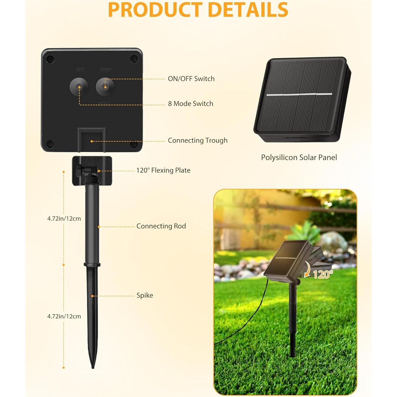 Luces de Cadena Solares Brightown 28m 240 LED IP65 Exterior