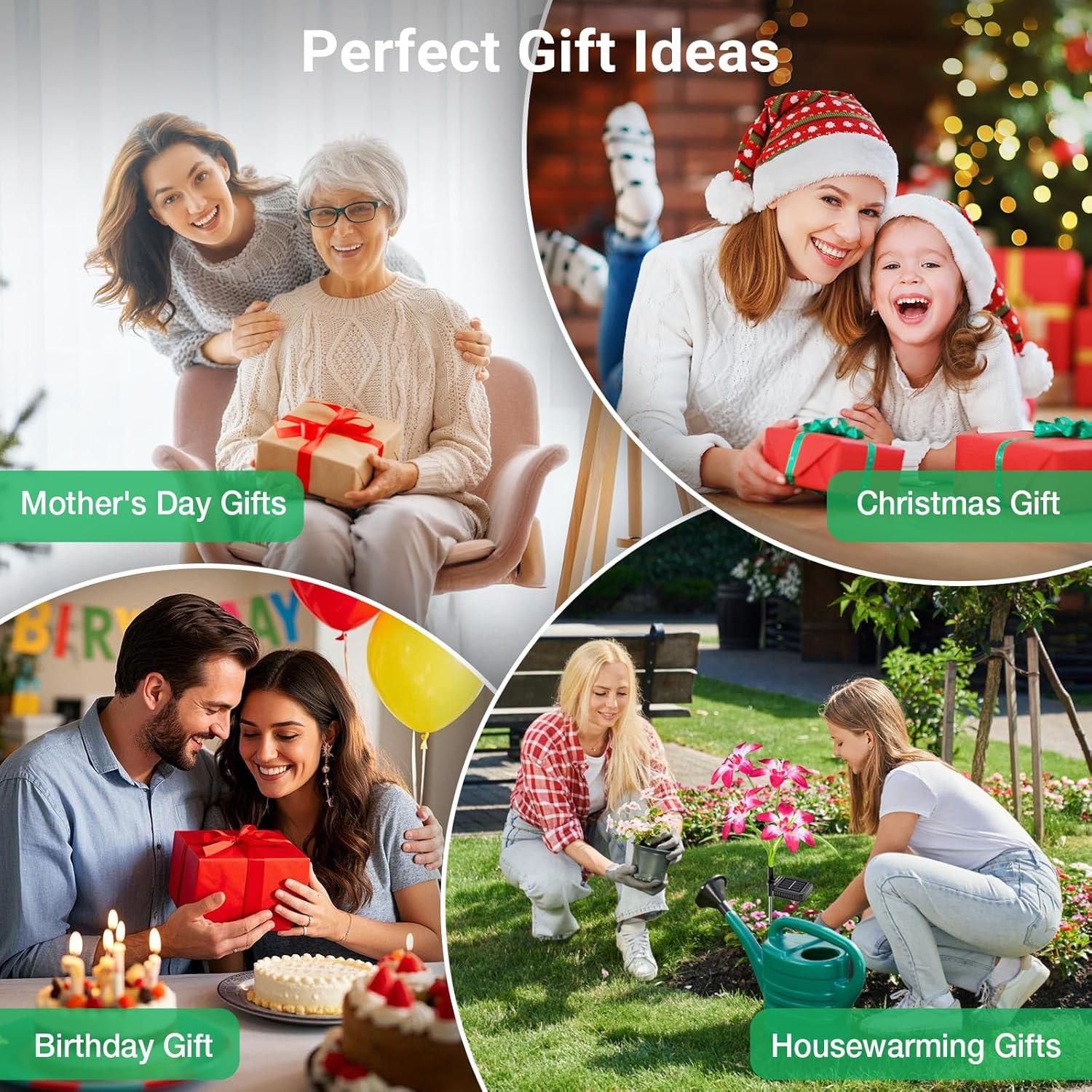 Luces Solares de Jardín AHAORIGIN, Paquete de 4 Lirios Multicolor