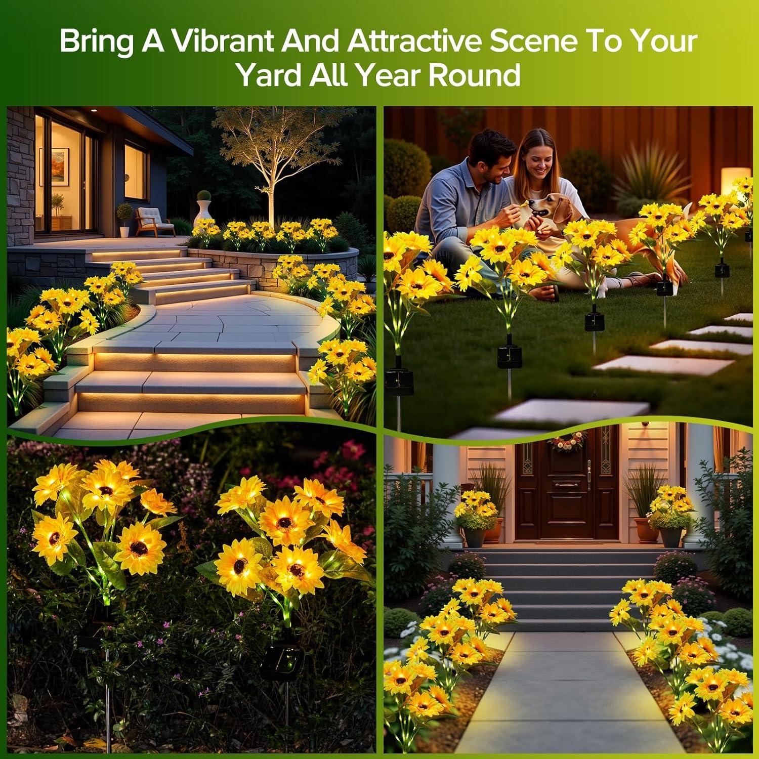 Luces Solares de Girasol AHAORIGIN - Paquete de 3, IP65