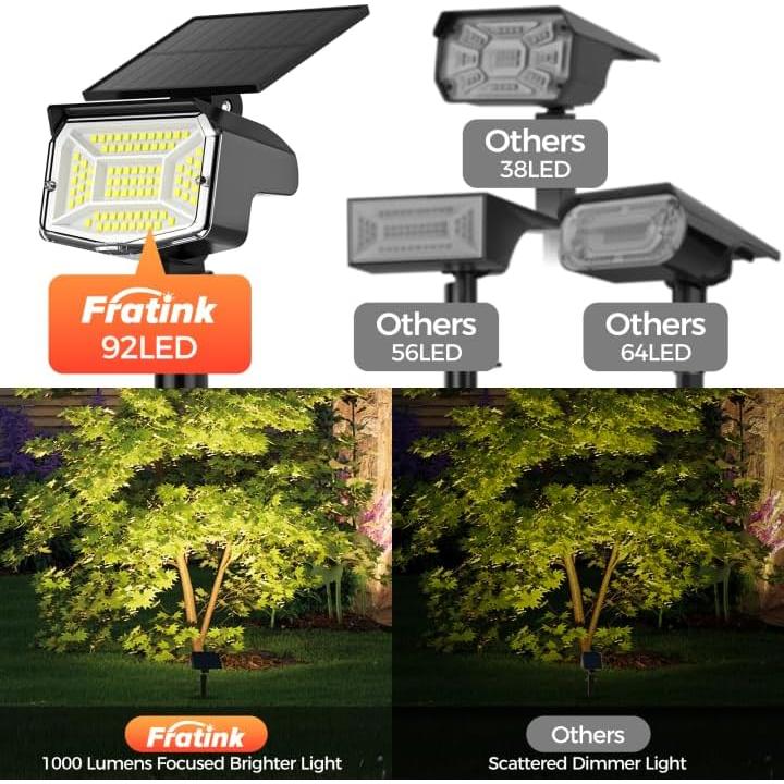 Luces Spot Solares Fratink 92 LEDs IP67 Jardín Paquete de 6