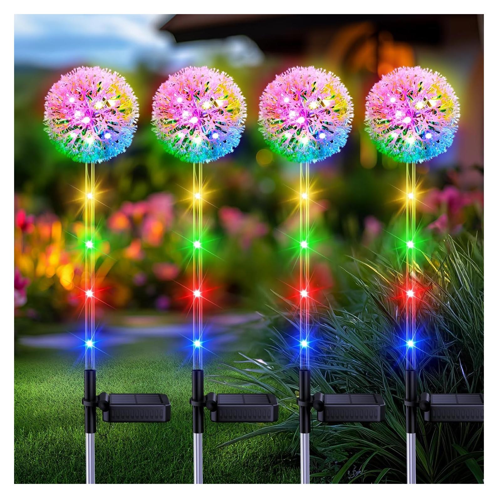 Luces de Jardín Solares BONLION 4 Piezas LED Coloridas