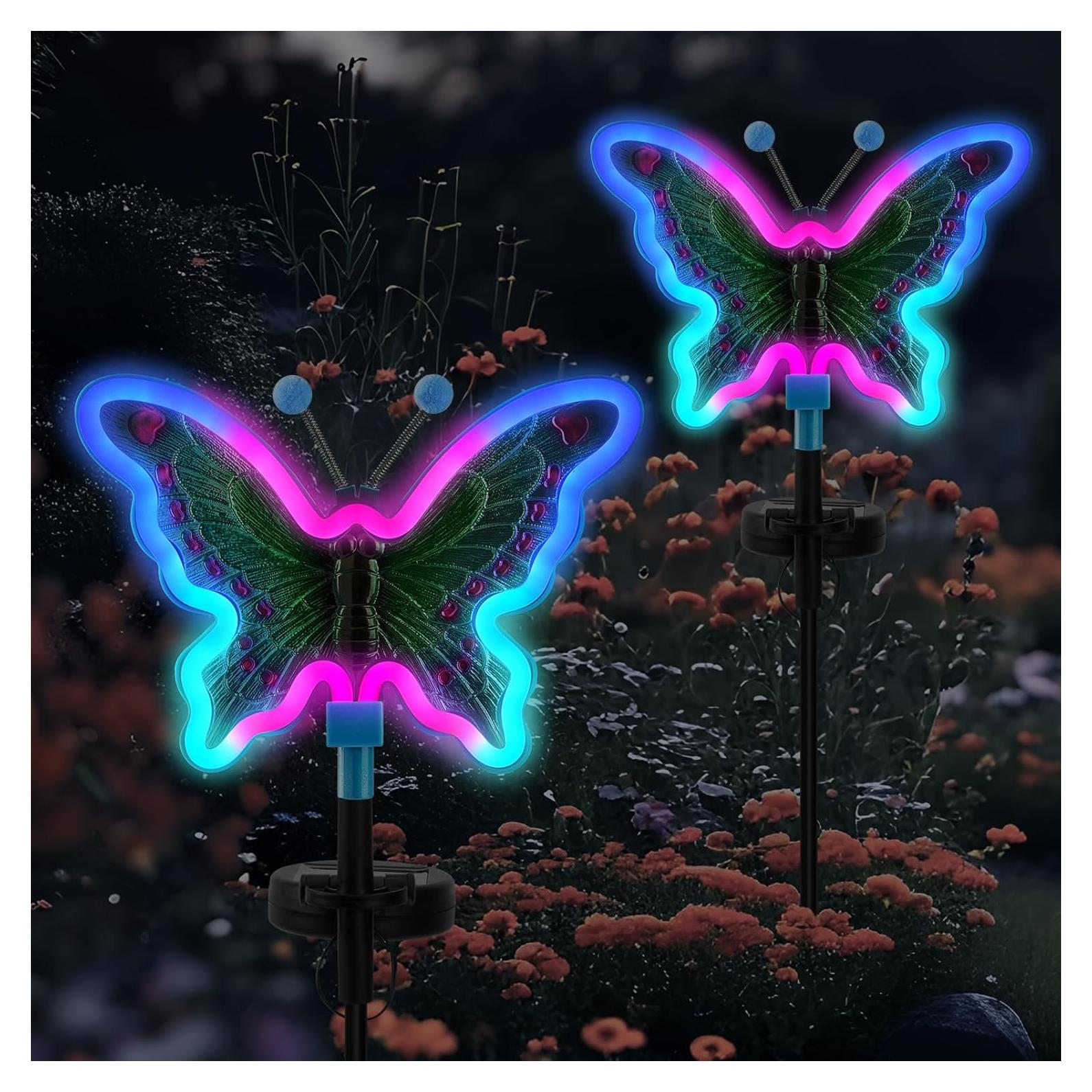 Luces solares de mariposa TopRuifeng - 2 paquetes, azul claro