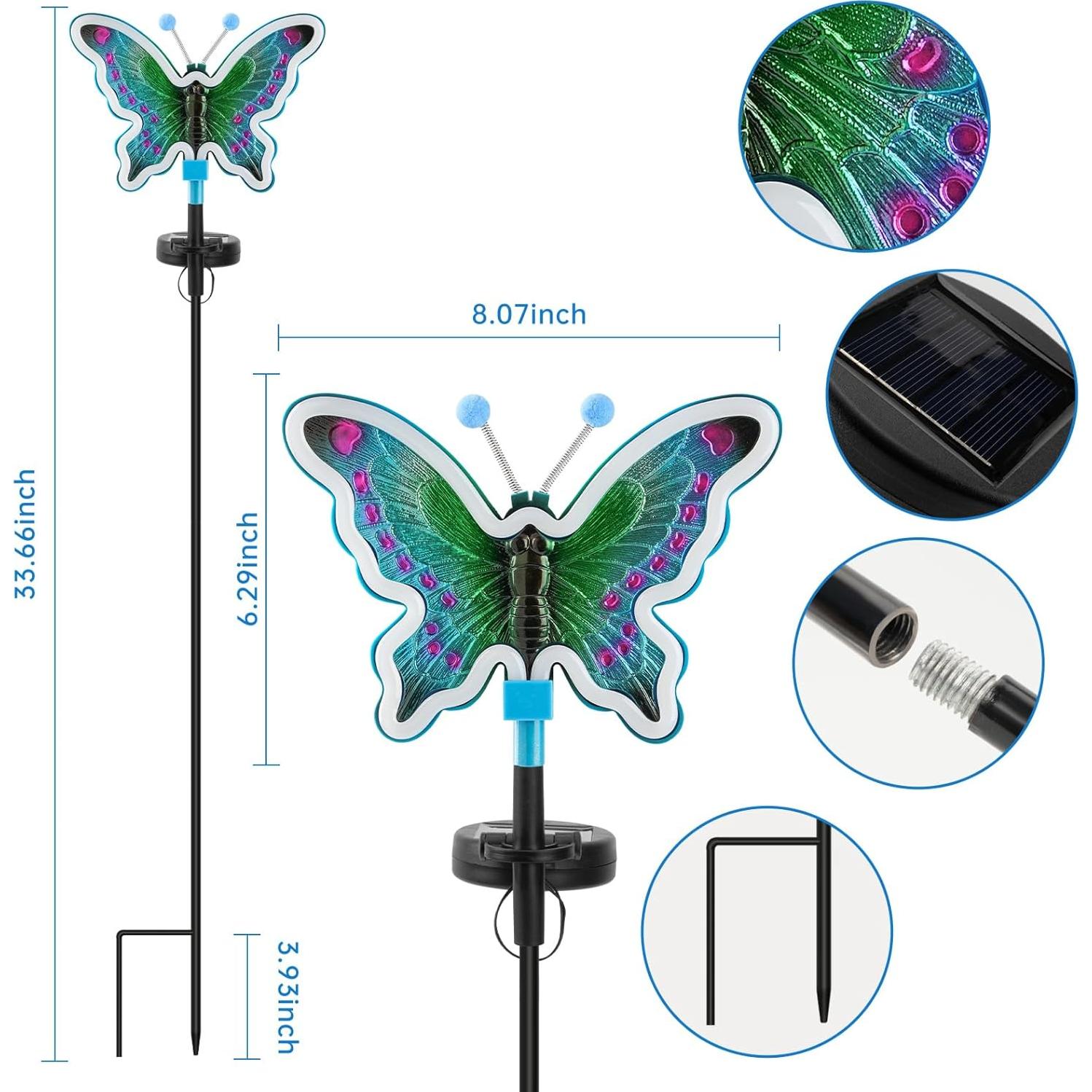 Luces solares de mariposa TopRuifeng - 2 paquetes, azul claro