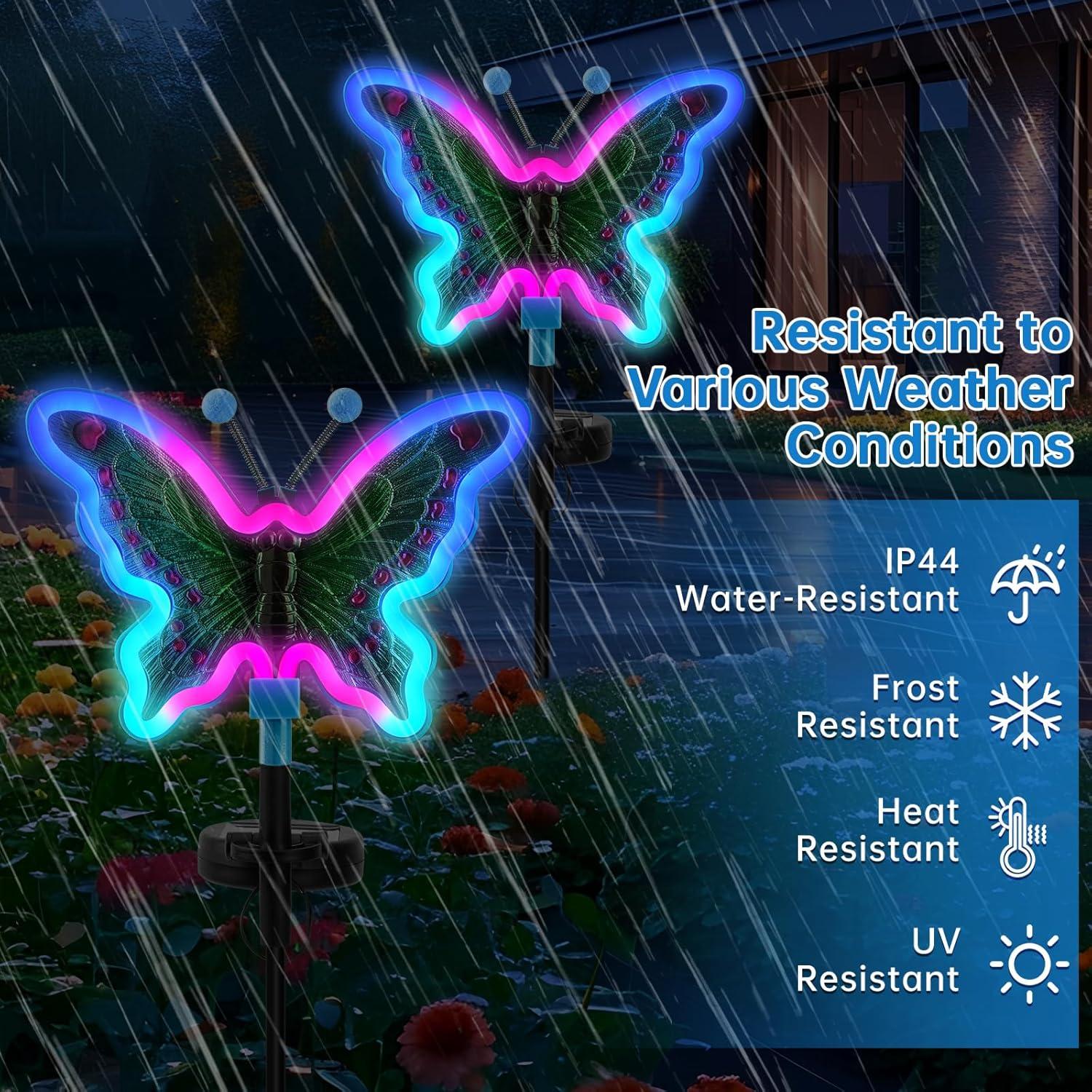 Luces solares de mariposa TopRuifeng - 2 paquetes, azul claro