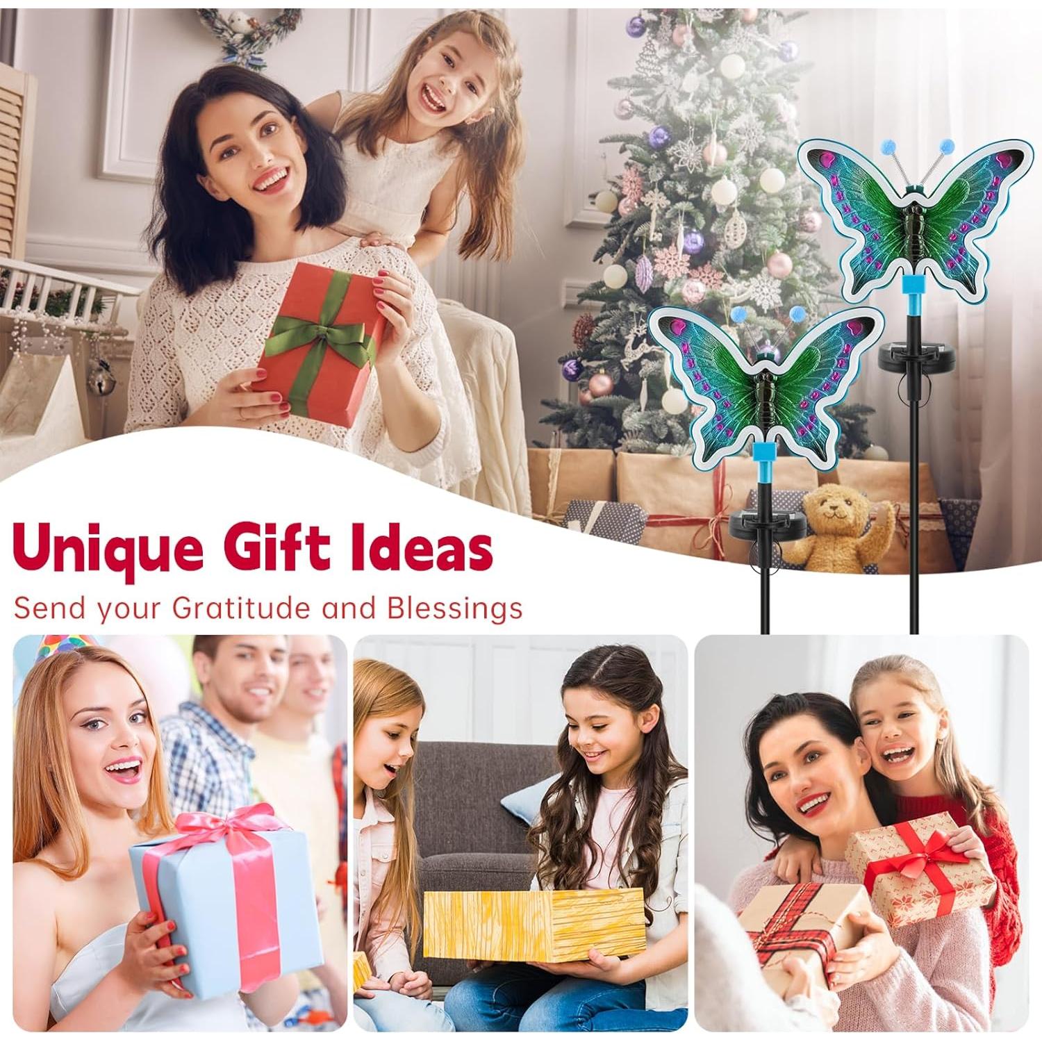 Luces solares de mariposa TopRuifeng - 2 paquetes, azul claro