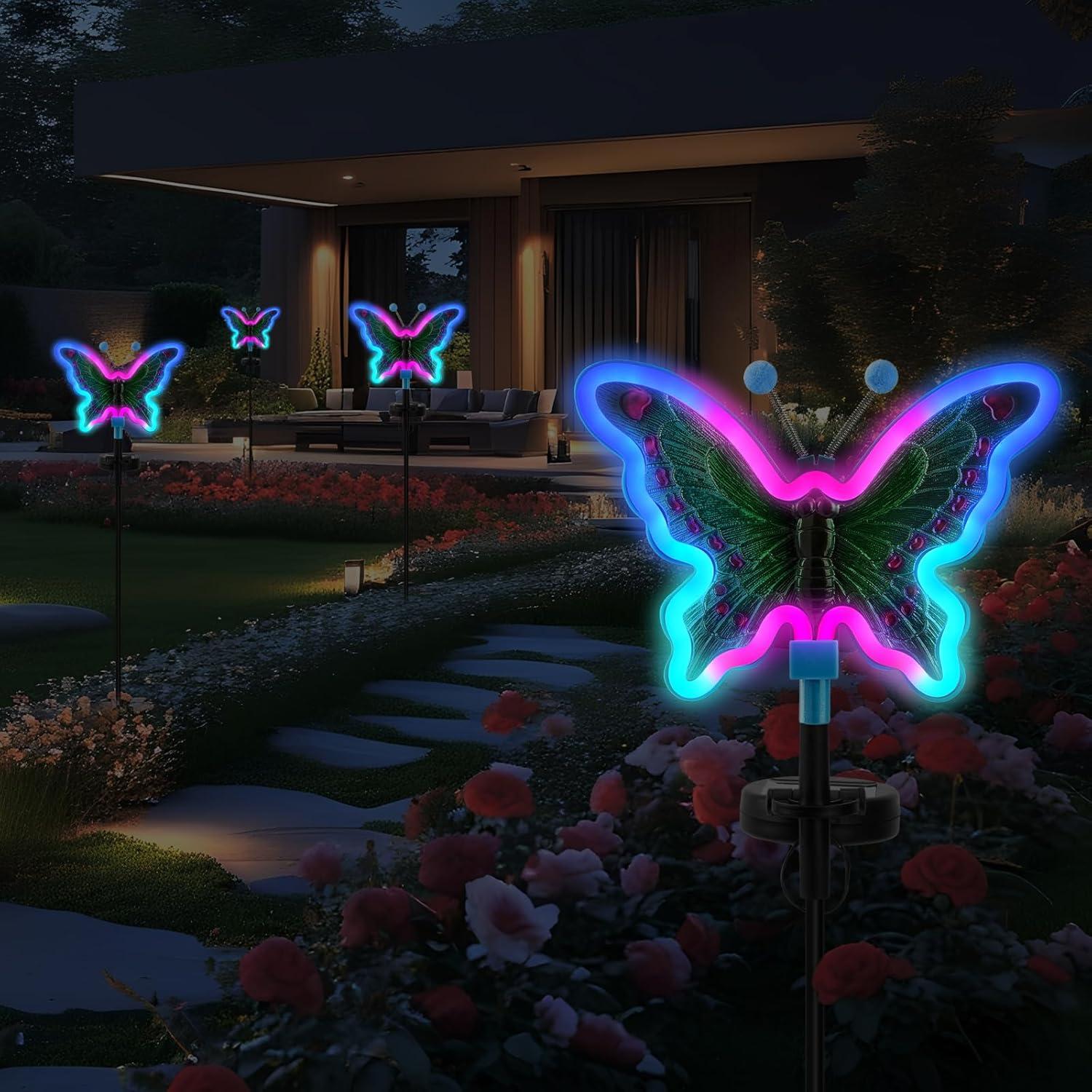 Luces solares de mariposa TopRuifeng - 2 paquetes, azul claro