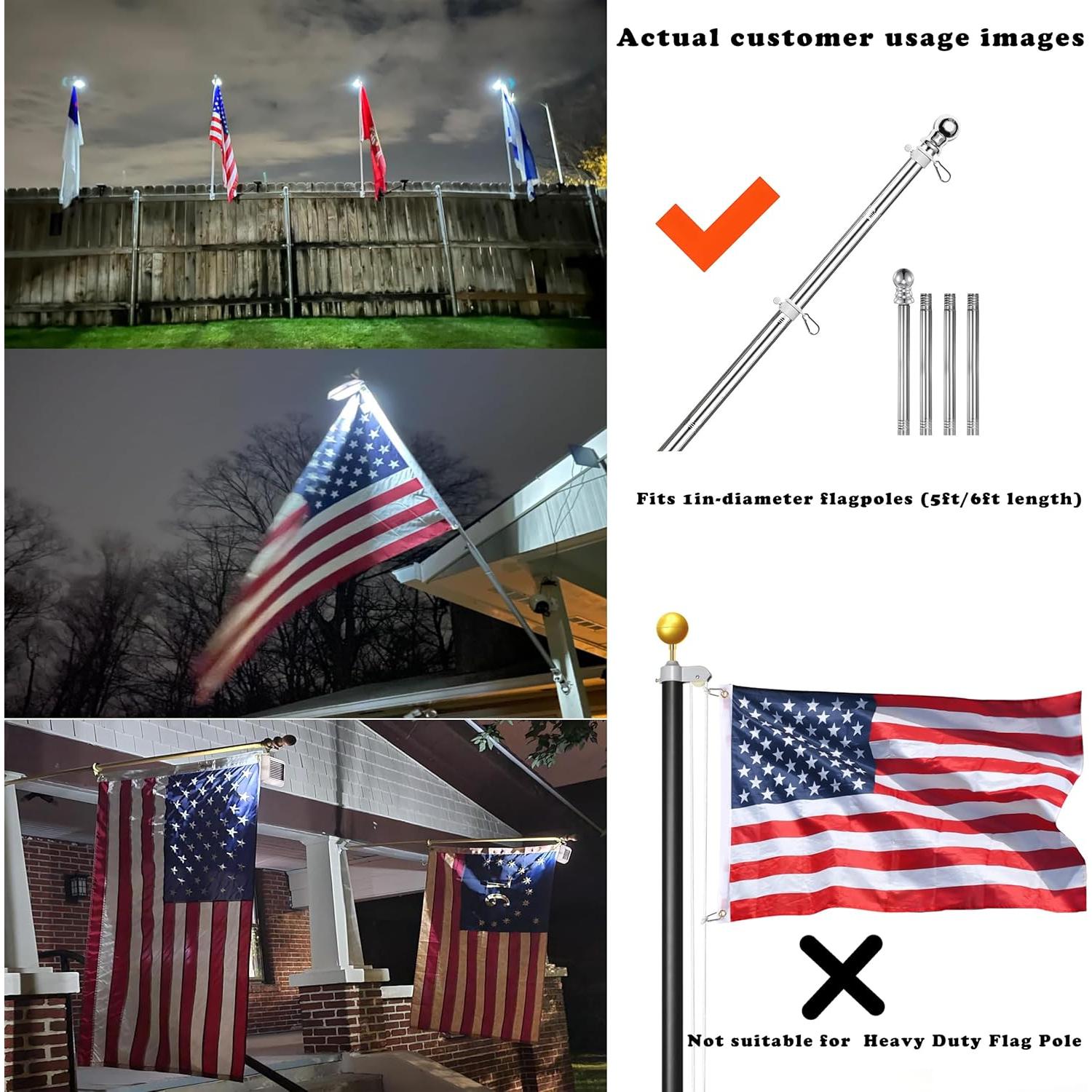 Luz Solar LED para Poste de Bandera Little Joke 6000K 1.52m-1.83m