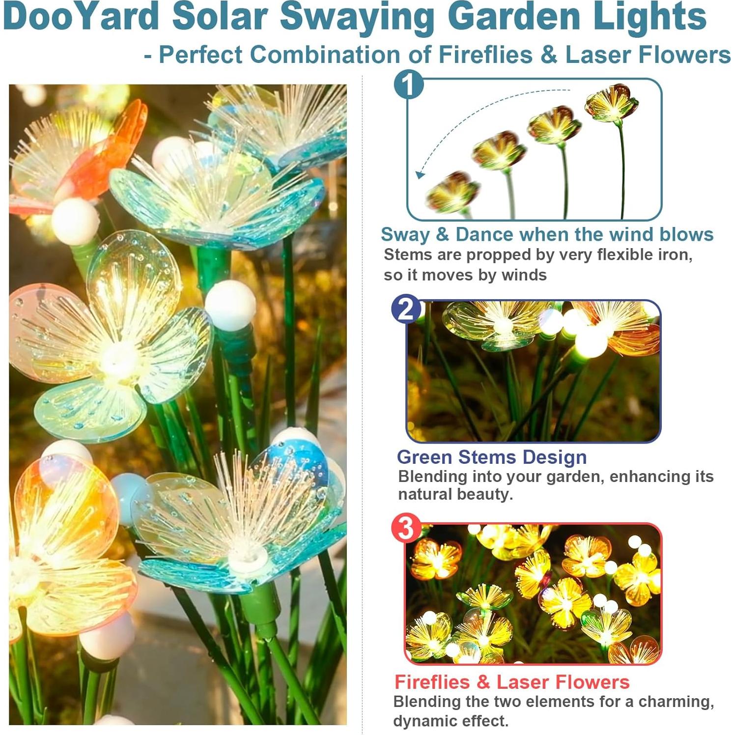 Luces de Jardín Solar DooYard SwayingFlower 2pack IP65