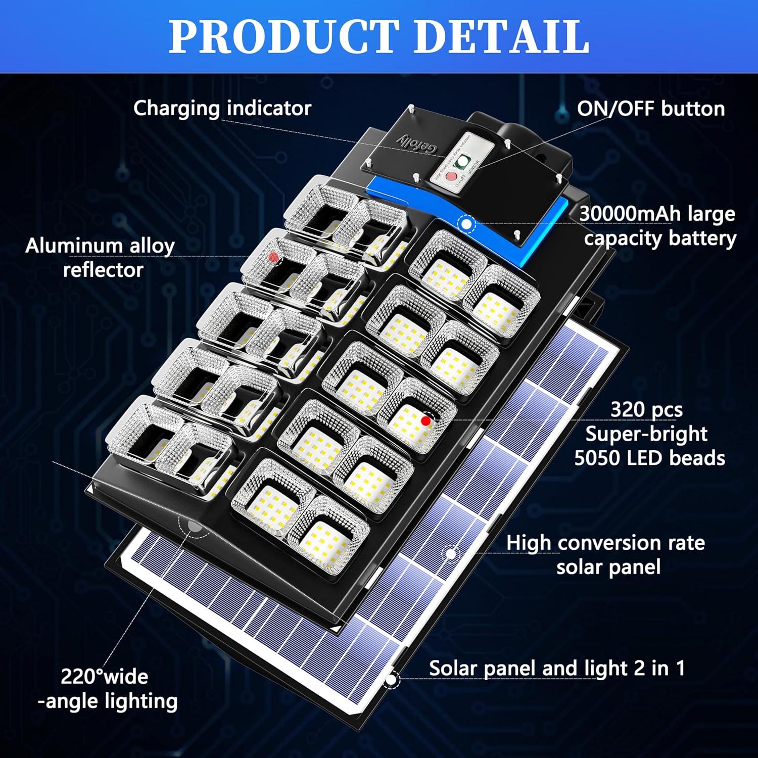 Luz Solar de Calle Gefolly SL-5200W 520000LM IP67 6500K