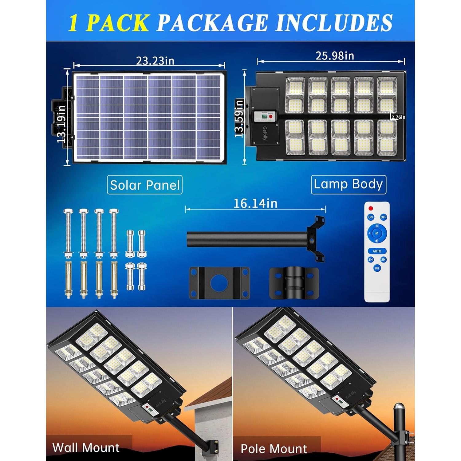 Luz Solar de Calle Gefolly SL-5200W 520000LM IP67 6500K