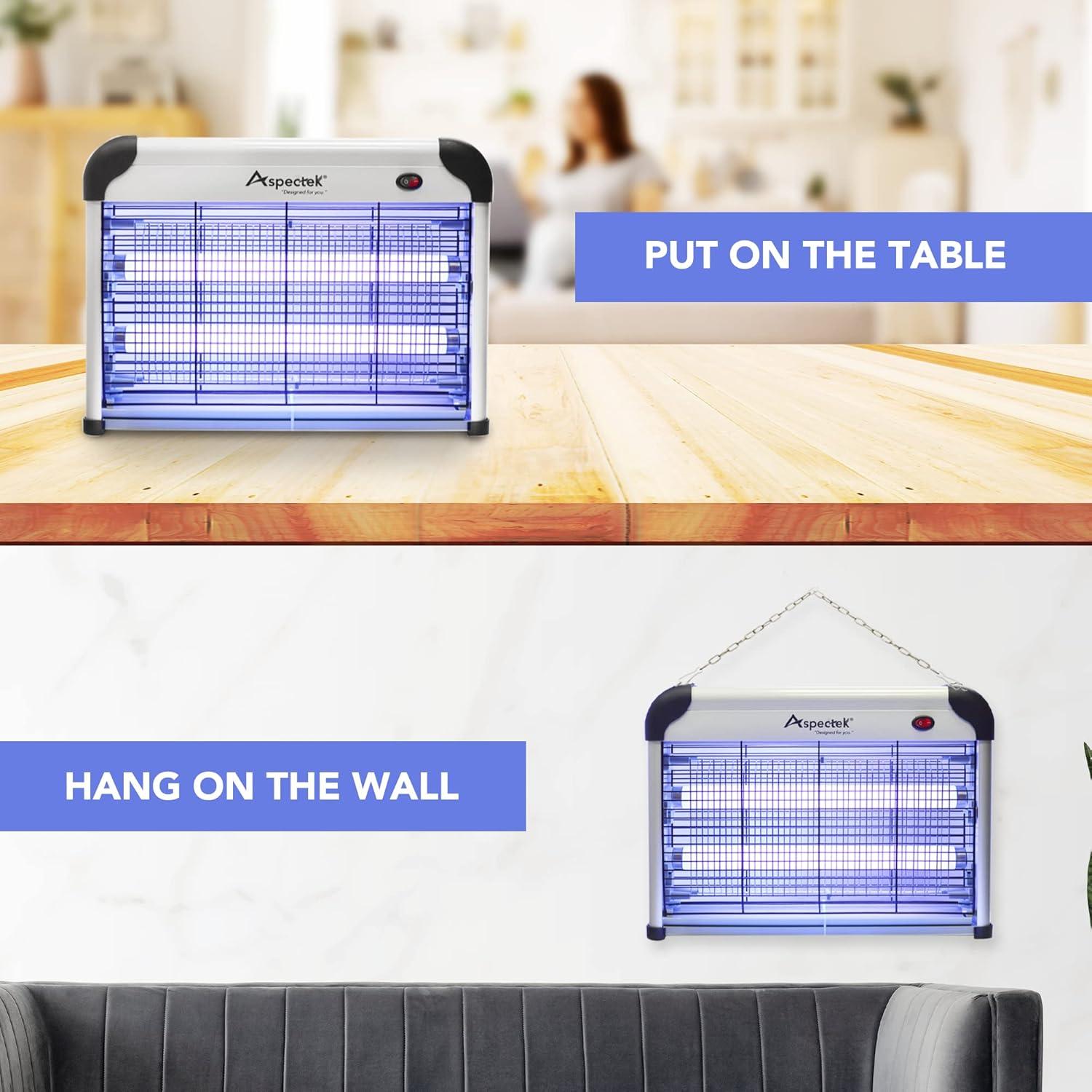 Zapper de Insectos ASPECTEK 20W con Lámpara UV y 2 Bombillas