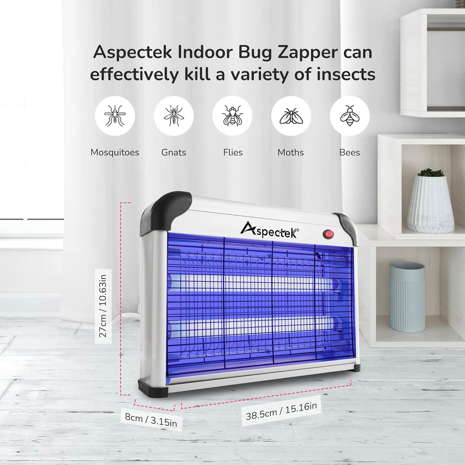 Zapper de Insectos ASPECTEK 20W con Lámpara UV y 2 Bombillas