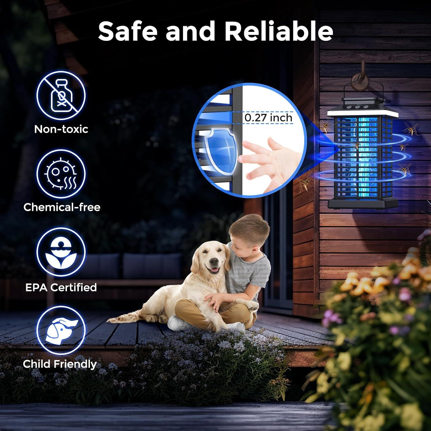 Zapper de Insectos KOOSA 4000V Recargable con Luz LED