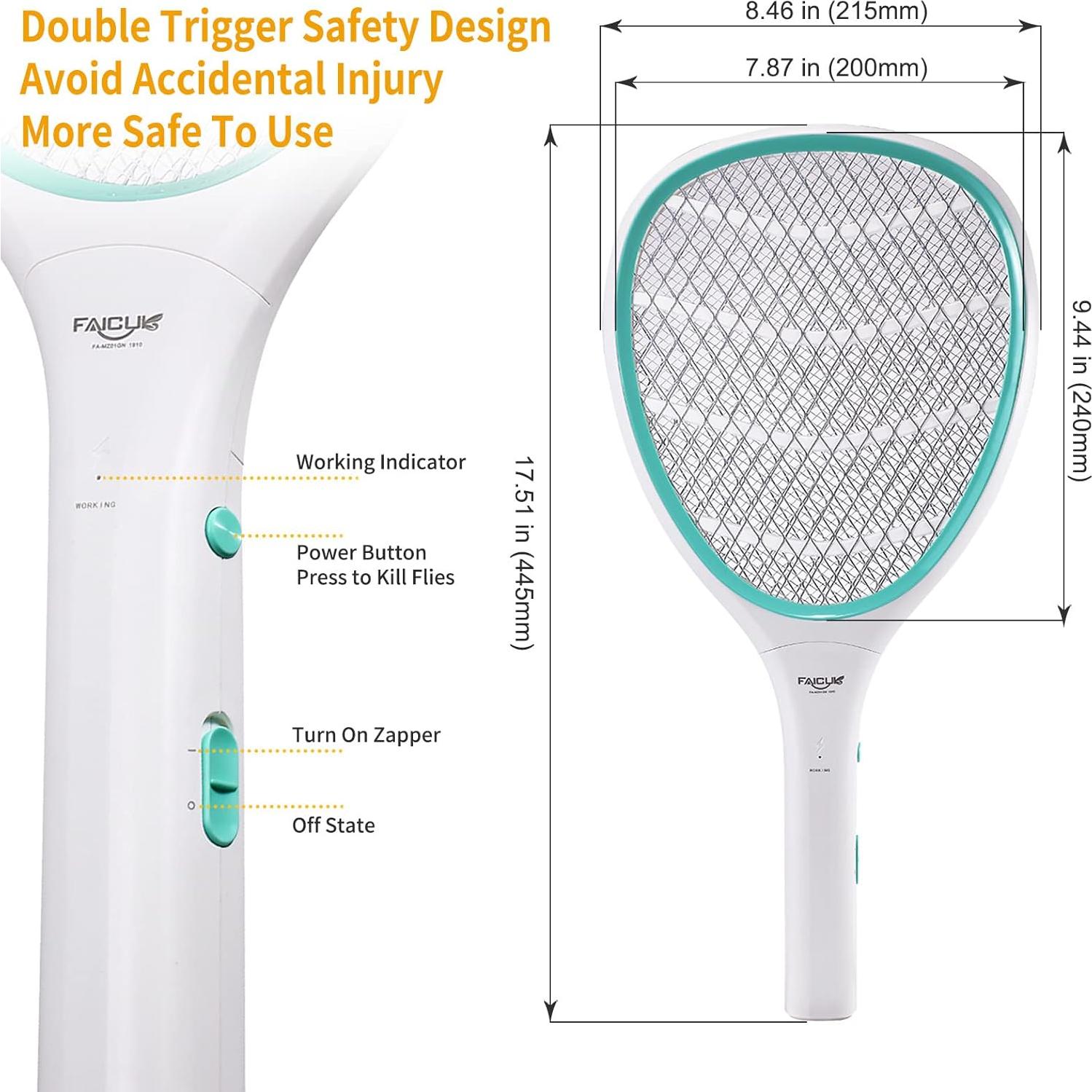 Raqueta Zapper Eléctrica Faicuk 2 Paquete para Insectos
