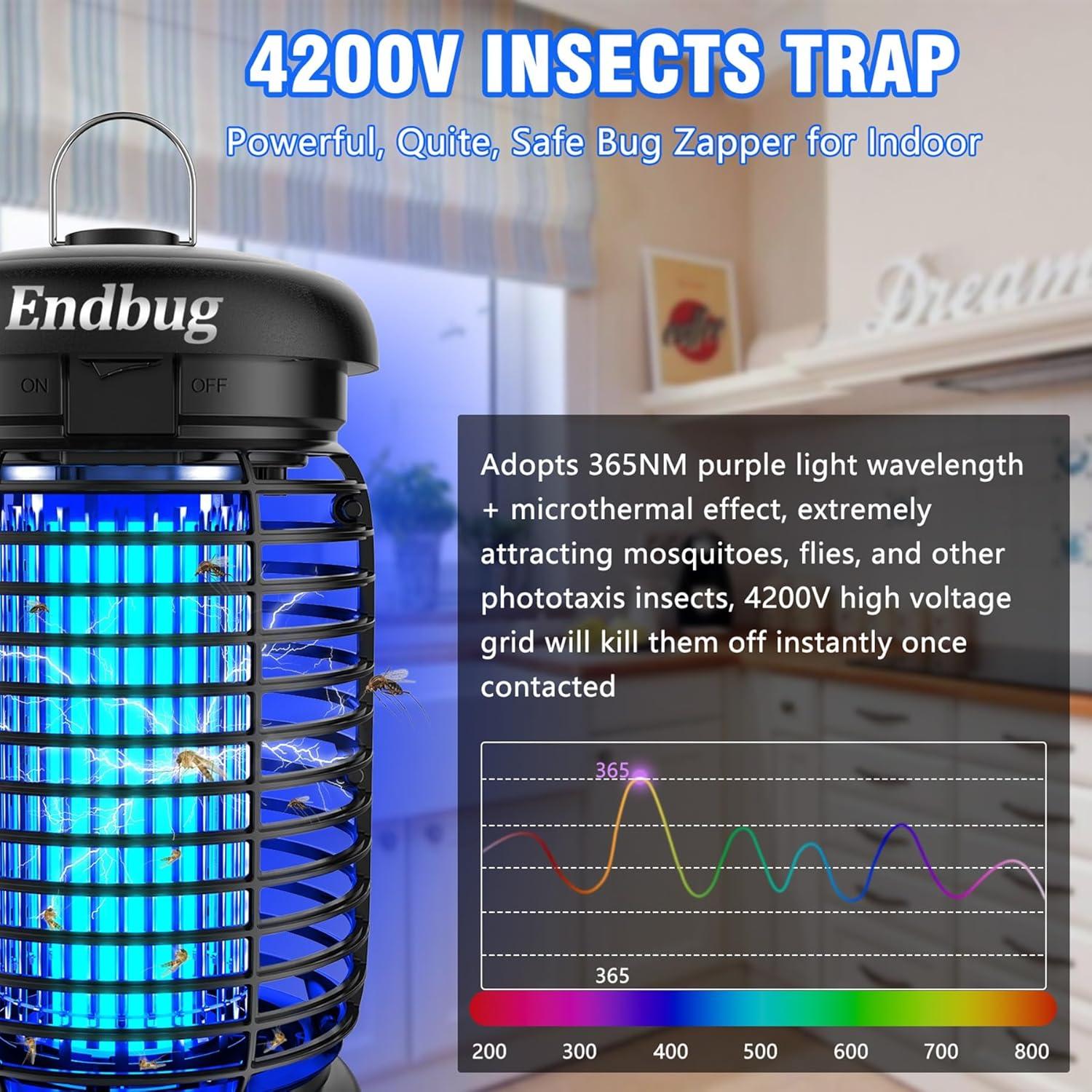 Zapper de Insectos Endbug 2 en 1 con Luz LED 15W IPX6