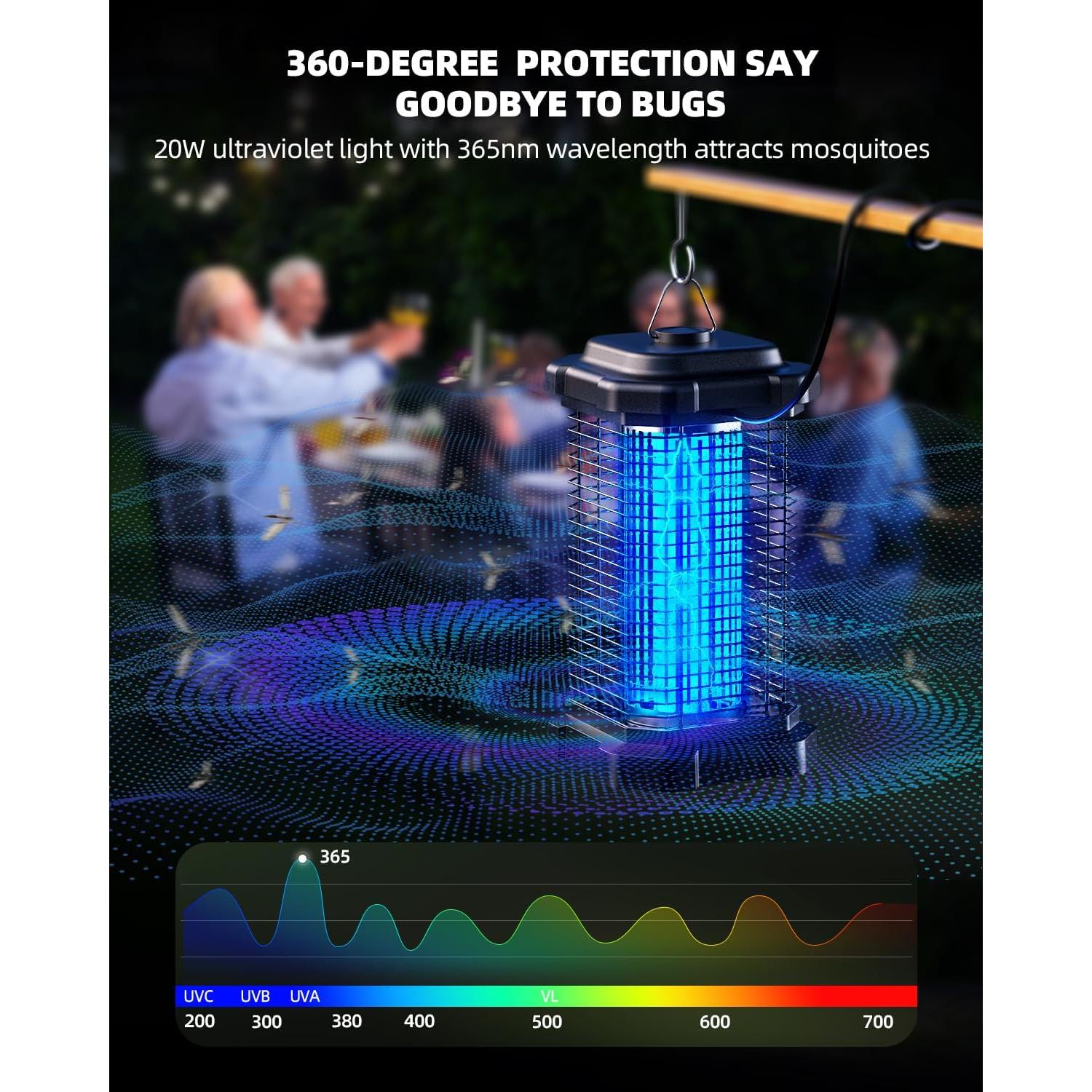 Zapper Eléctrico de Insectos Minimoon 4000V 20W IPX6 Exterior