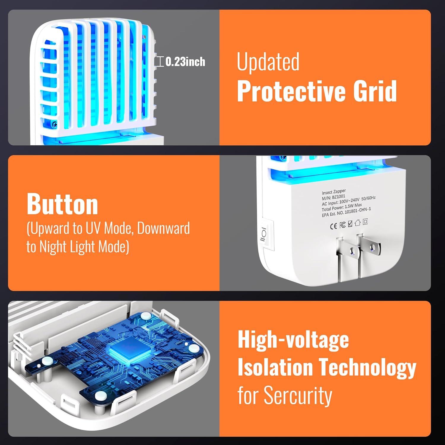 Asesino de Moscas Electrónico Mosalogic BZ1001 Luz UV Interior