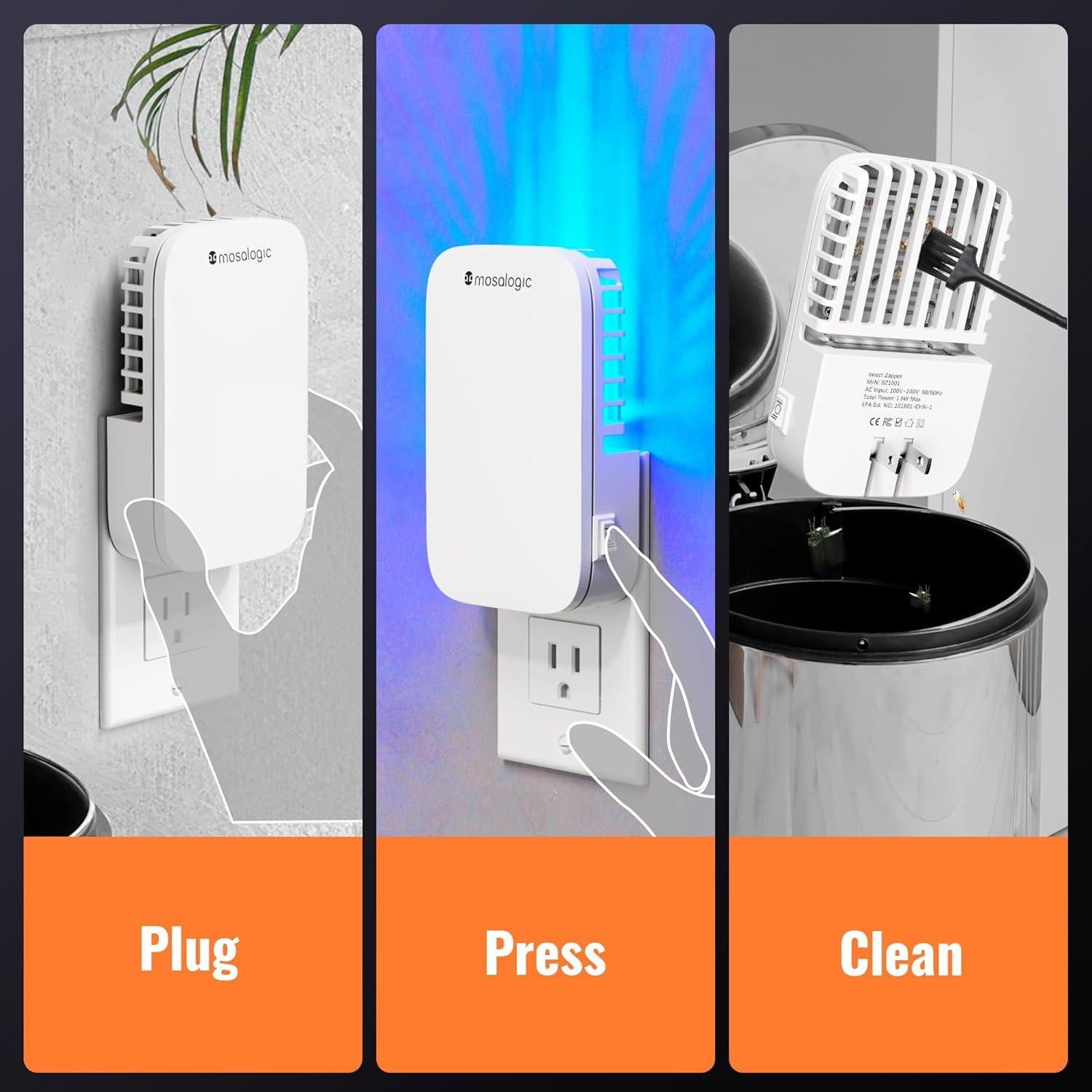 Asesino de Moscas Electrónico Mosalogic BZ1001 Luz UV Interior