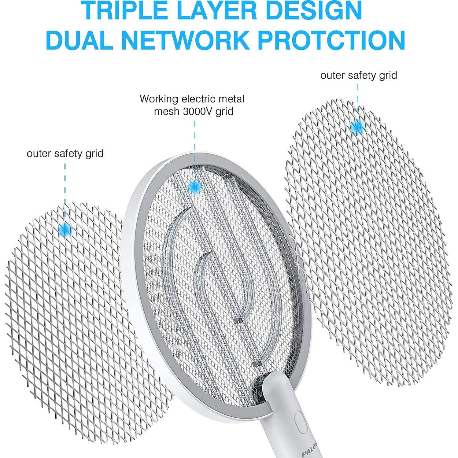 Raqueta Eléctrica para Moscas PALONE 4000V Batería 1200mAh