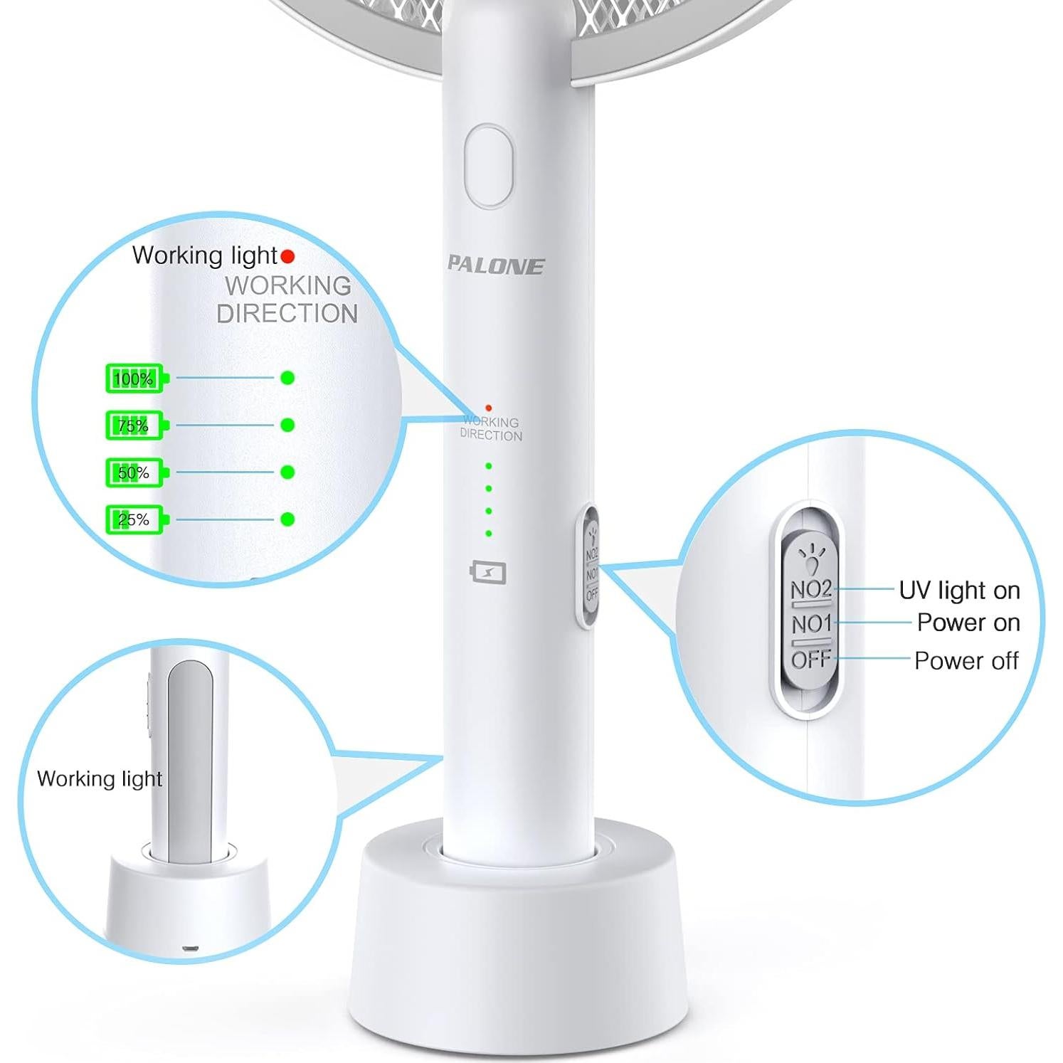 Raqueta Eléctrica para Moscas PALONE 4000V Batería 1200mAh