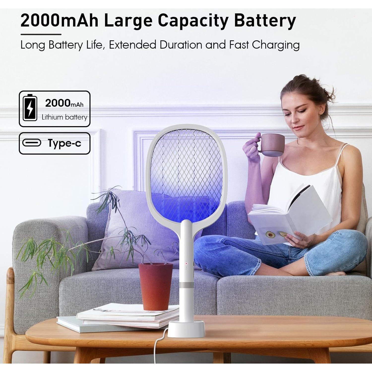 Raqueta Zapper de Insectos Amosquito 2000mAh Recargable