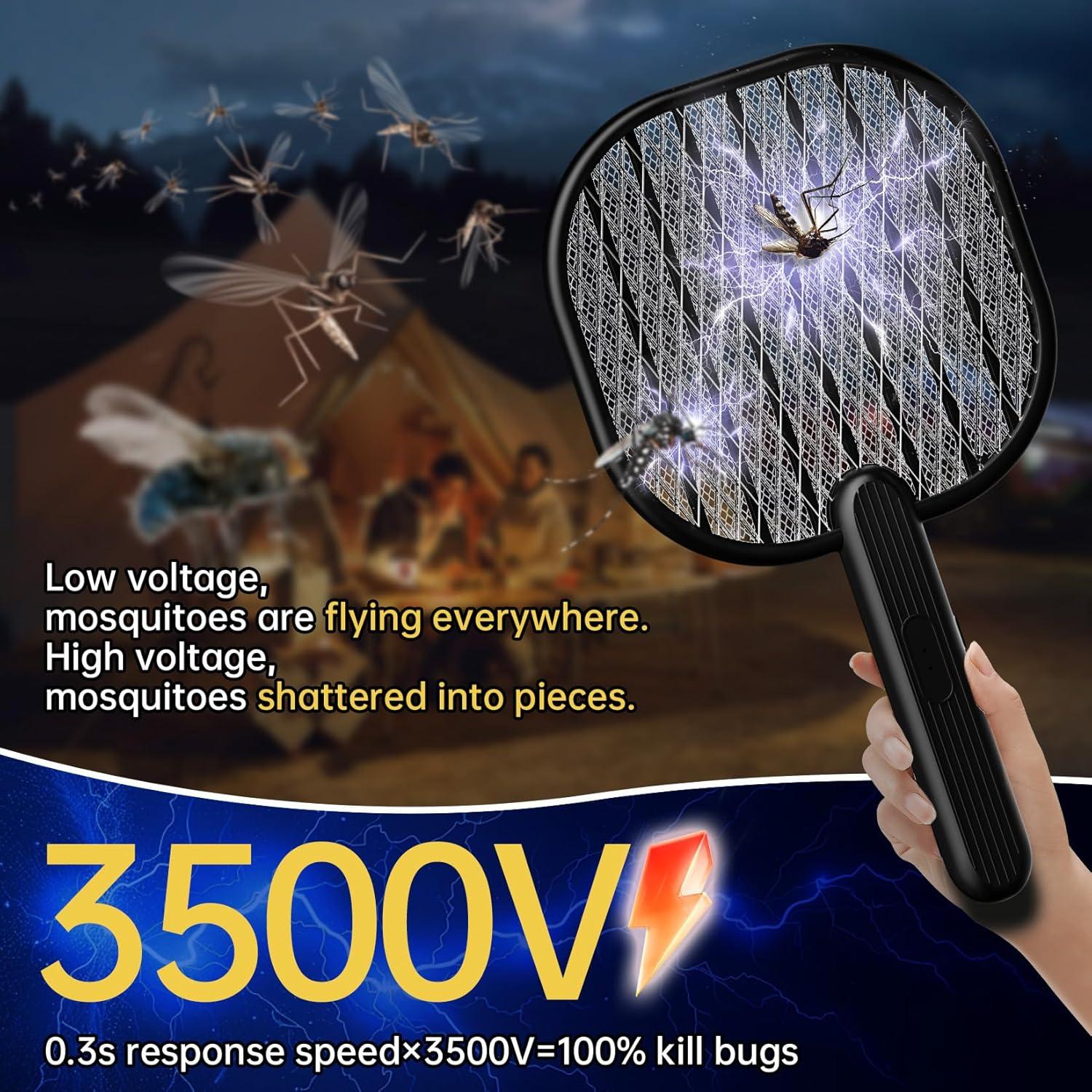 Raqueta eléctrica para mosquitos BUZZKICK 3500V - Negro