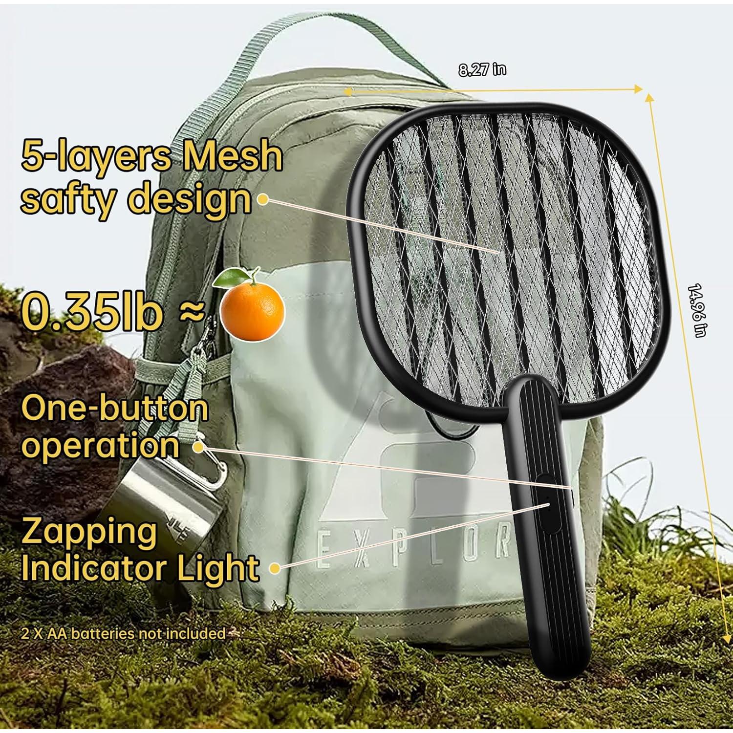 Raqueta eléctrica para mosquitos BUZZKICK 3500V - Negro