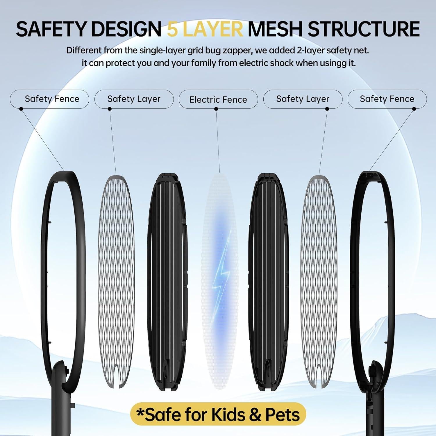 Raqueta eléctrica para mosquitos BUZZKICK 3500V - Negro