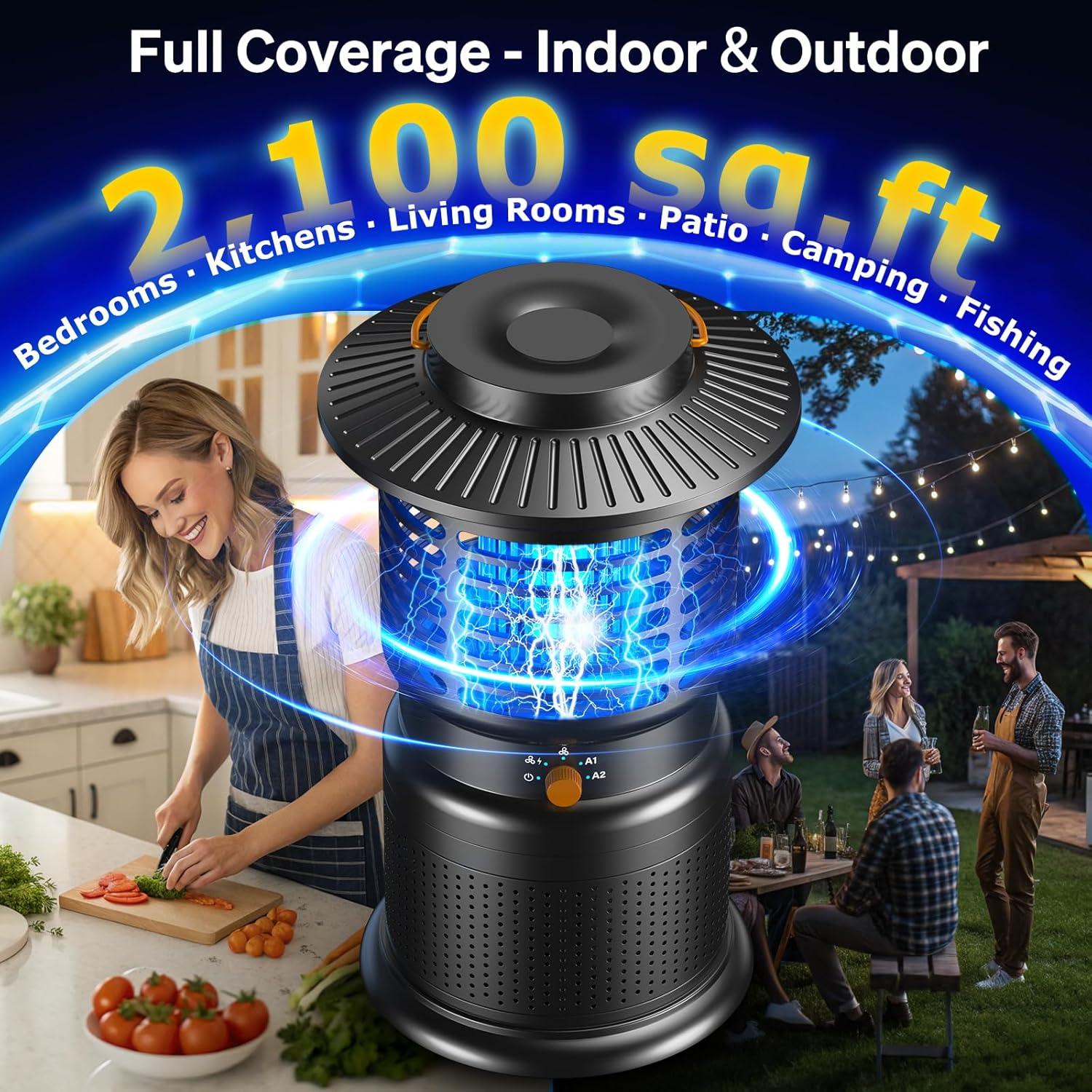 Zapper de Insectos GTERT 4 en 1 Recargable 10,000mAh Negro