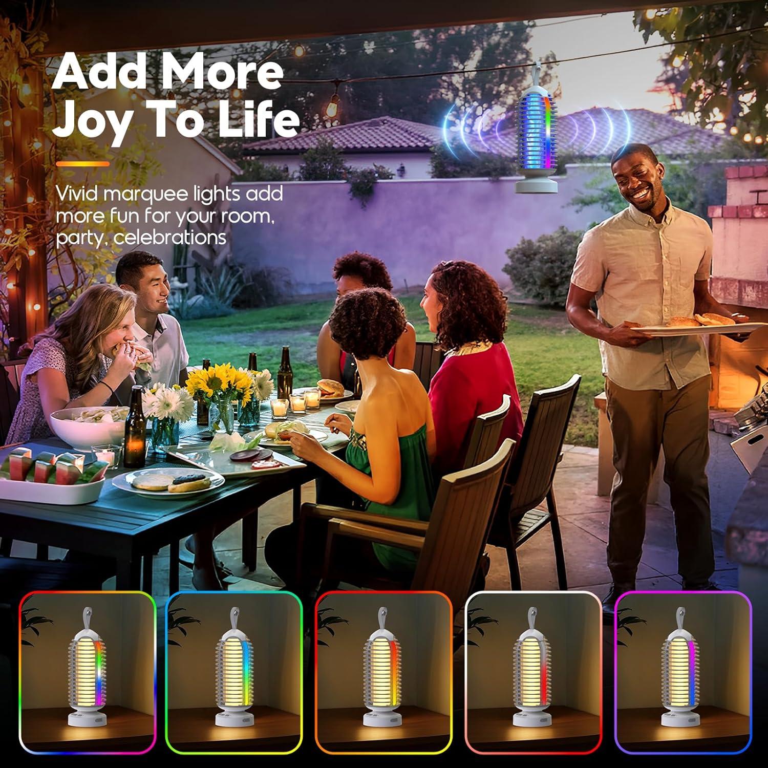 Bug Zapper with Marquee Light, Mosquito Zapper Indoor Outdoor, 4000mAh, Smart Auto On/Off Rechargeable Fly Zapper, Portable Waterproof Insect Killer for Home, Kitchen, Patio, Camping - 2Packs, 2Colors