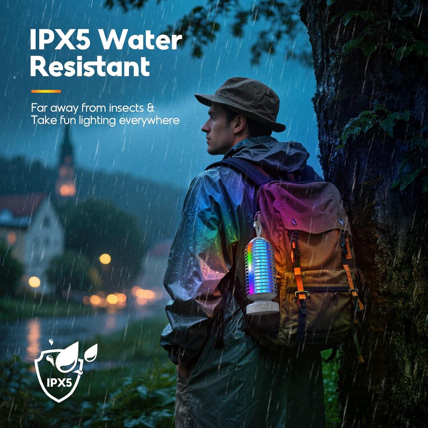 Bug Zapper with Marquee Light, Mosquito Zapper Indoor Outdoor, 4000mAh, Smart Auto On/Off Rechargeable Fly Zapper, Portable Waterproof Insect Killer for Home, Kitchen, Patio, Camping - 2Packs, 2Colors