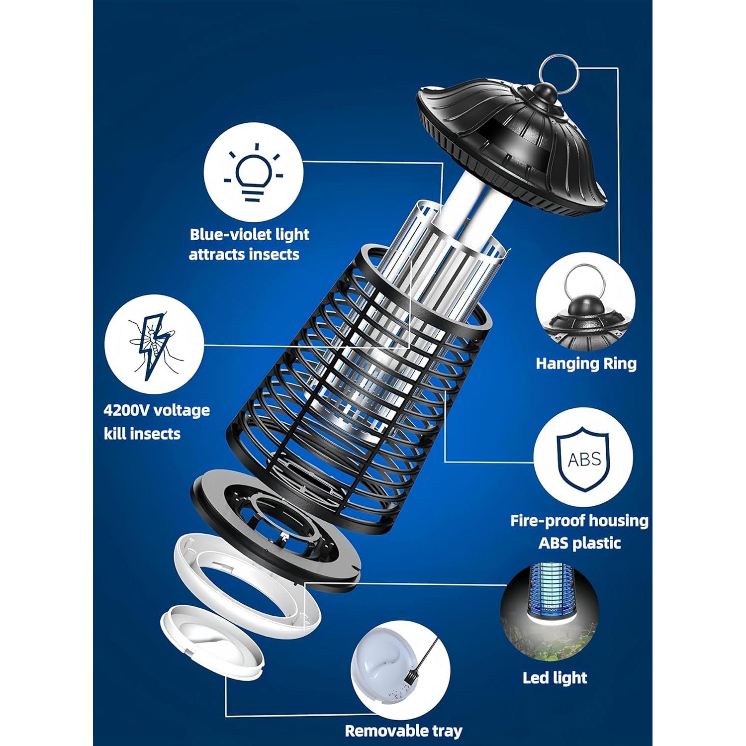 Zapper Eléctrico de Insectos Snanlen 4200V con Luz LED