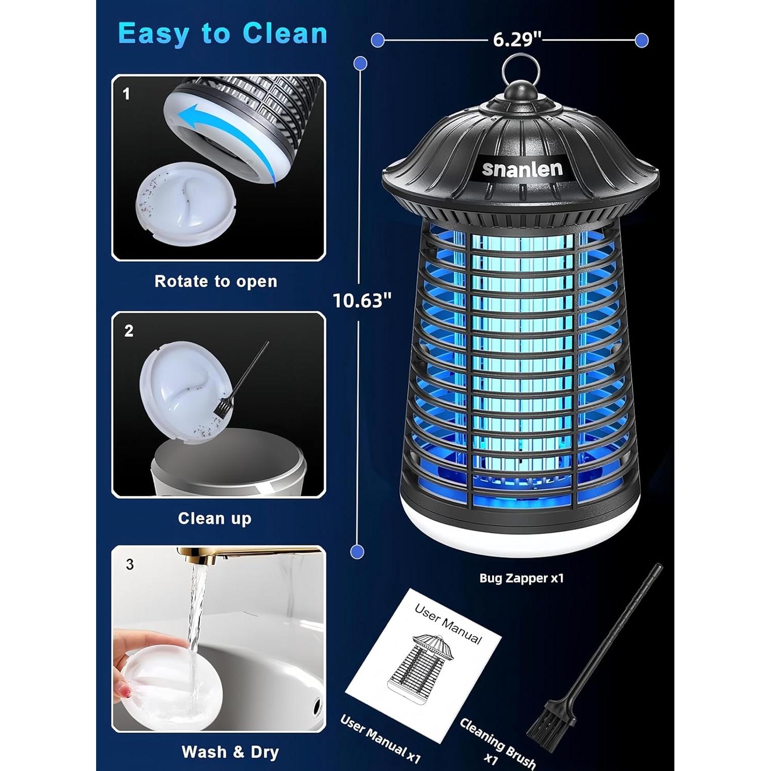 Zapper Eléctrico de Insectos Snanlen 4200V con Luz LED