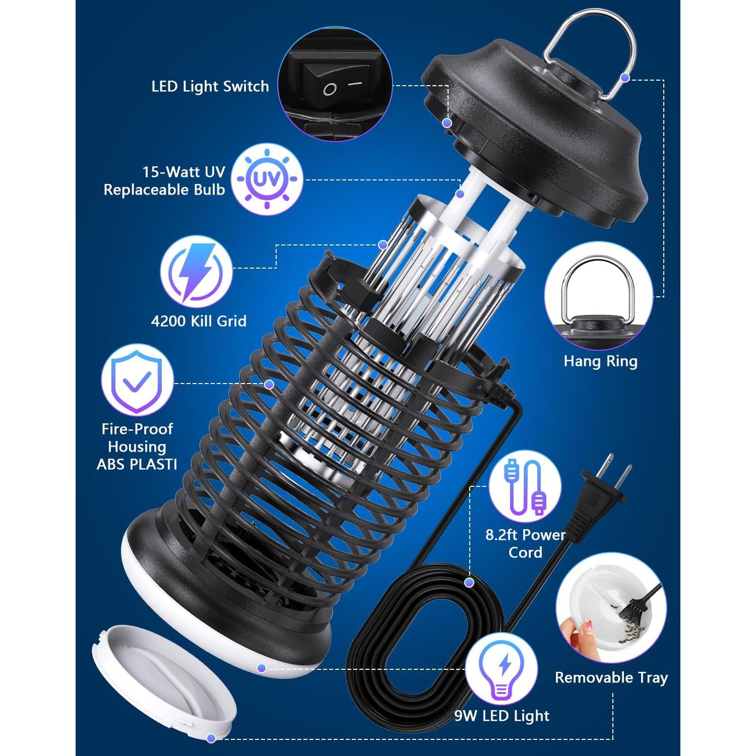 Asesino de Insectos Eléctrico IQN JY-02 4200V Negro
