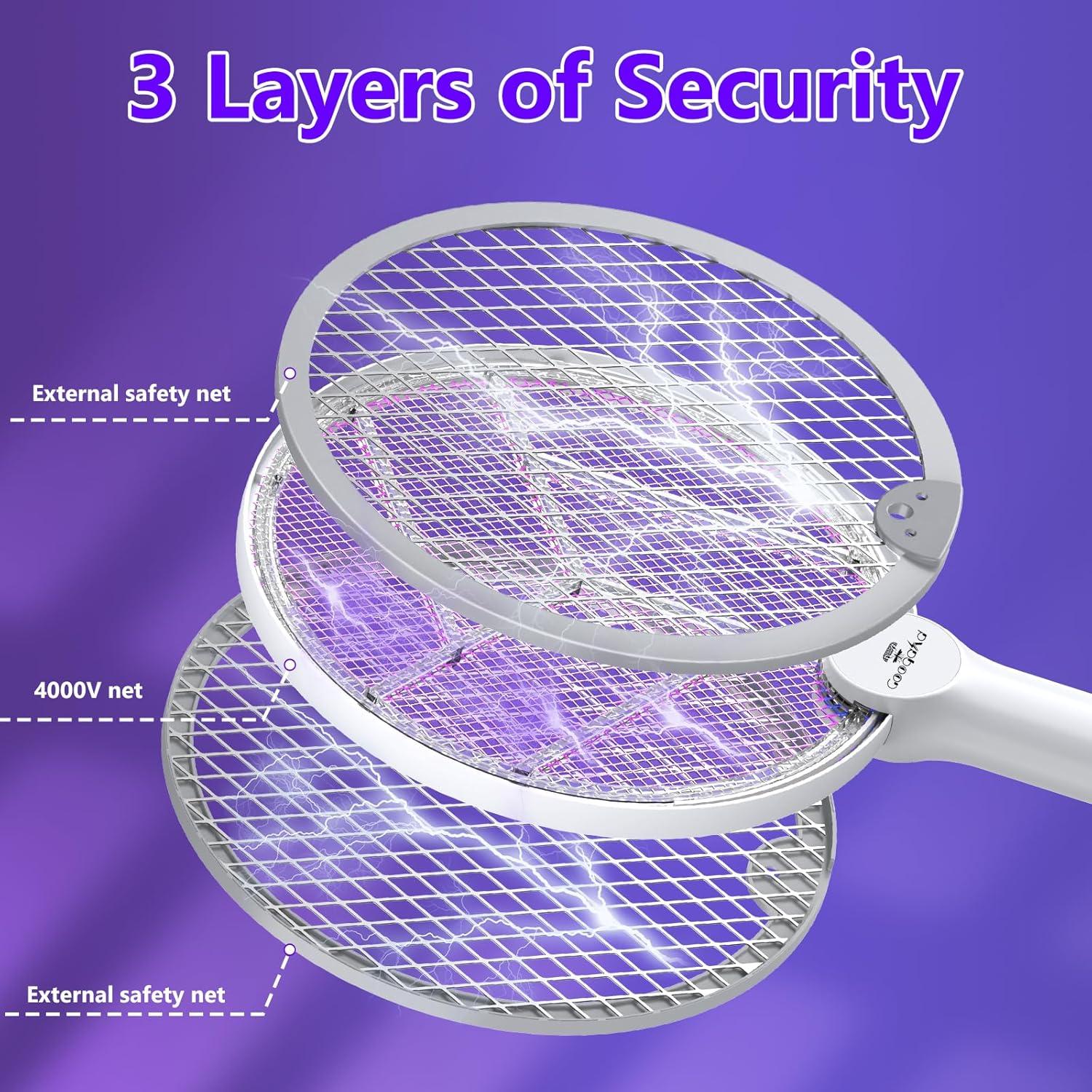 Raqueta Zapper de Insectos GooQand 4000V Carga USB 2 en 1