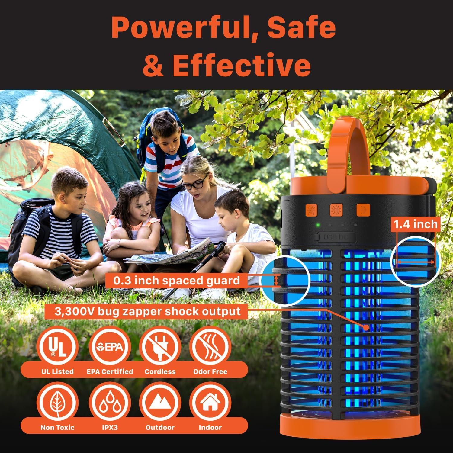 Zapper de Insectos 5 en 1 FosPower 3300V con Banco de Poder 29600mWh