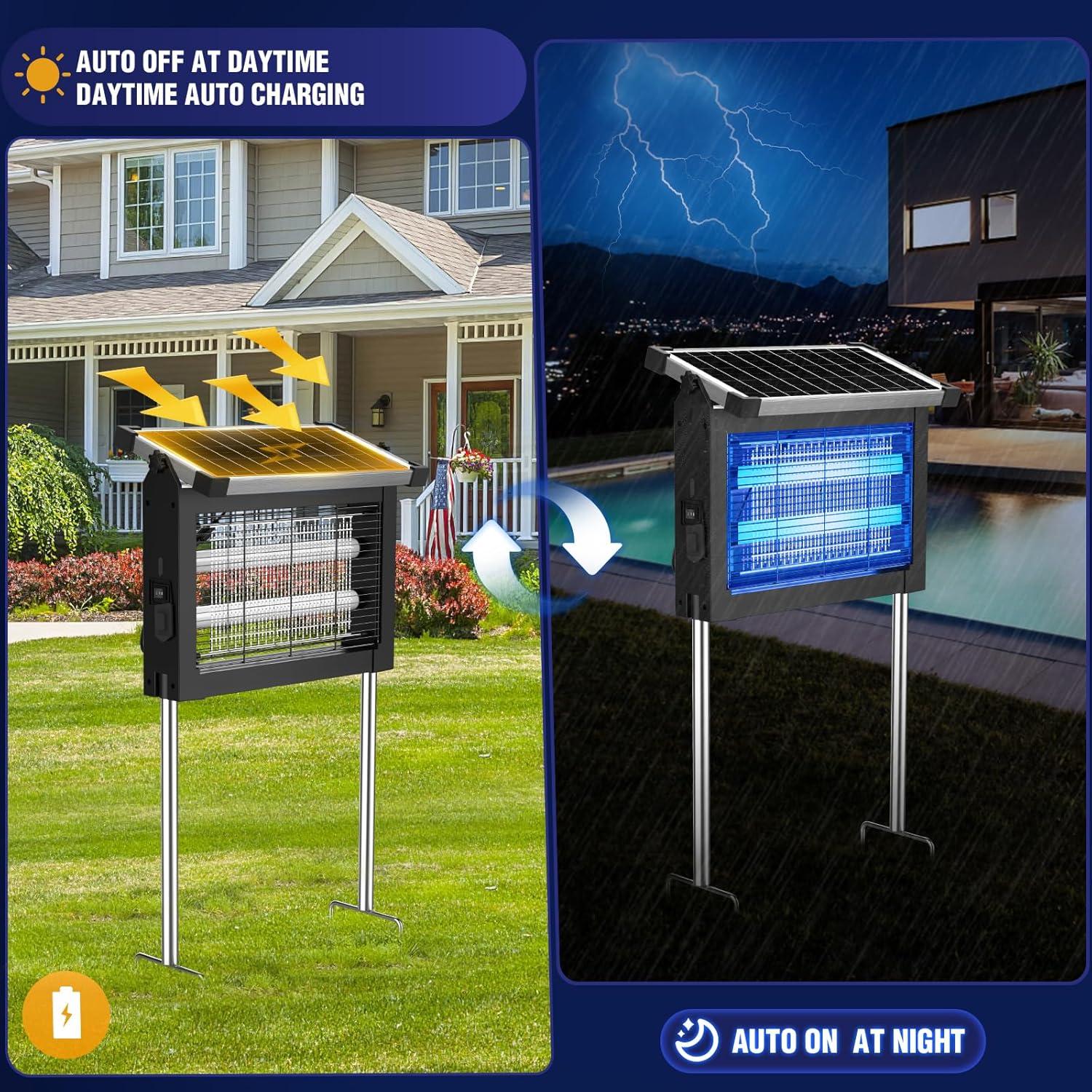 Zapper Solar de Insectos ZECHUAN 4500V Impermeable 1.81kg