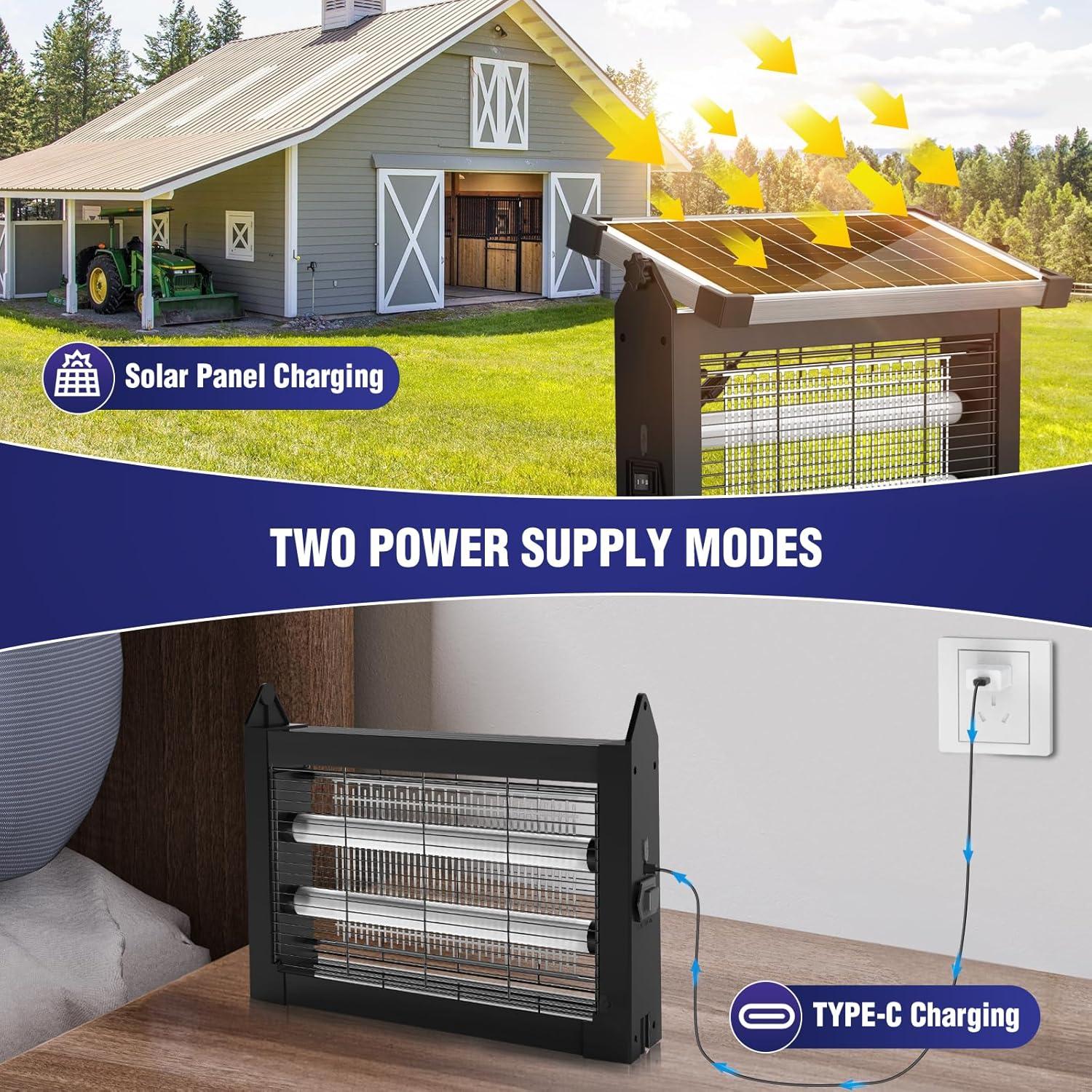 Zapper Solar de Insectos ZECHUAN 4500V Impermeable 1.81kg