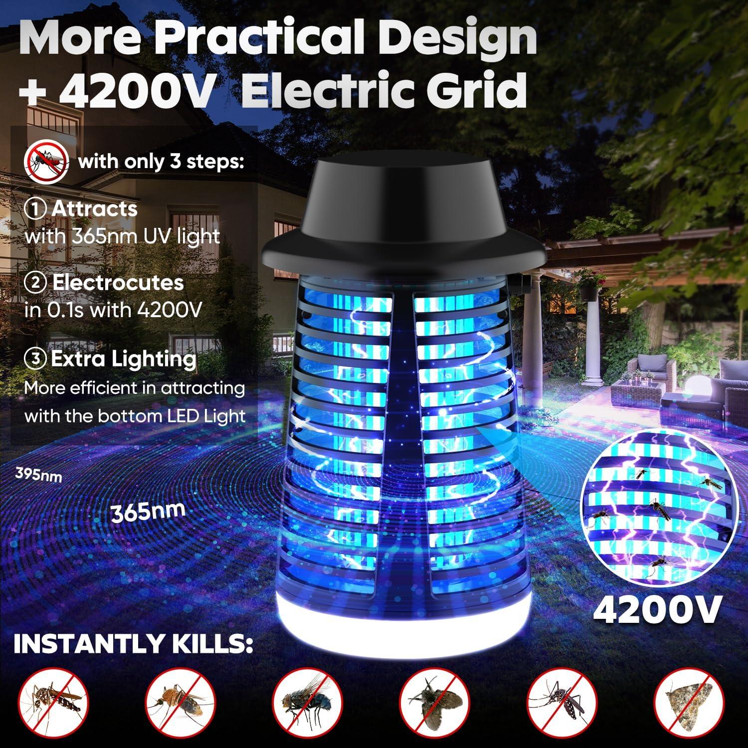 Trampa Eléctrica de Insectos SaFeli 4200V con Luz LED 1.8m