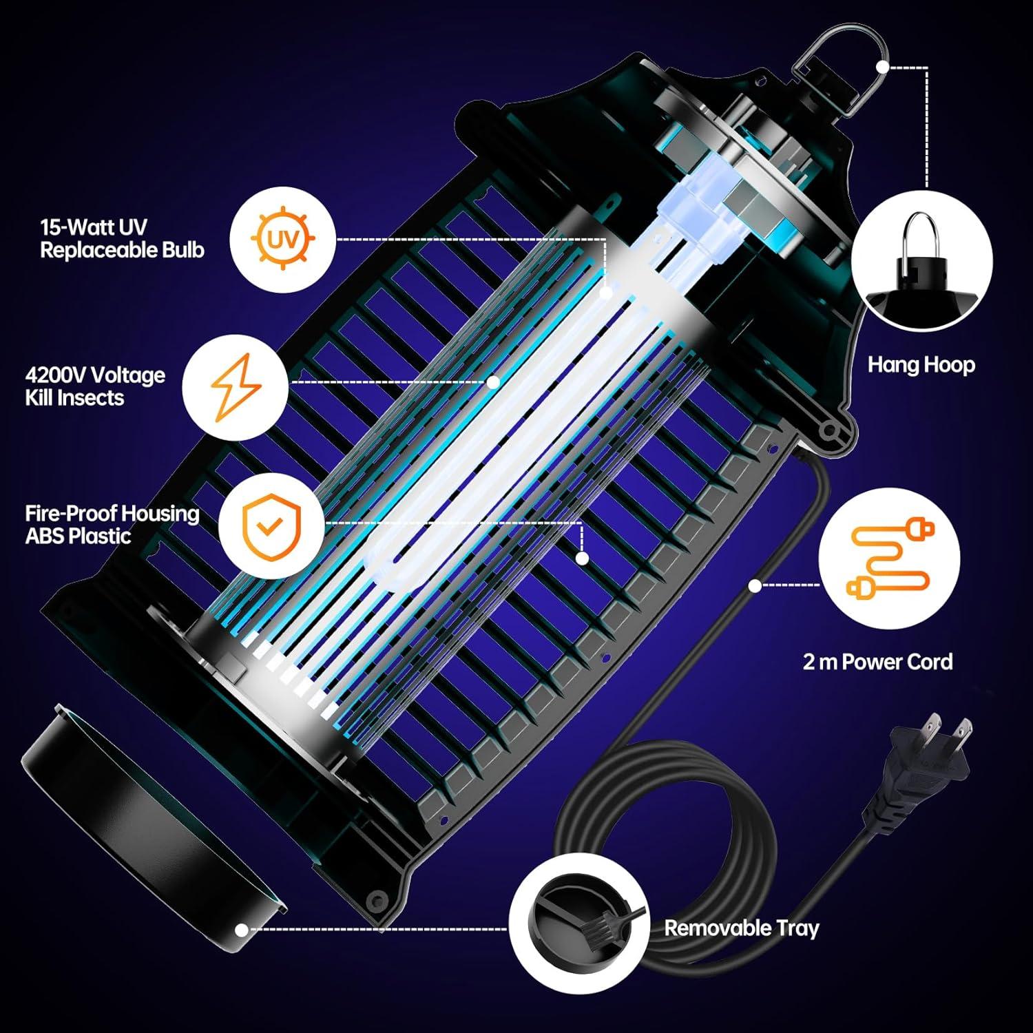 Trampa Eléctrica para Insectos Buzzkick ZD21-102 4200V