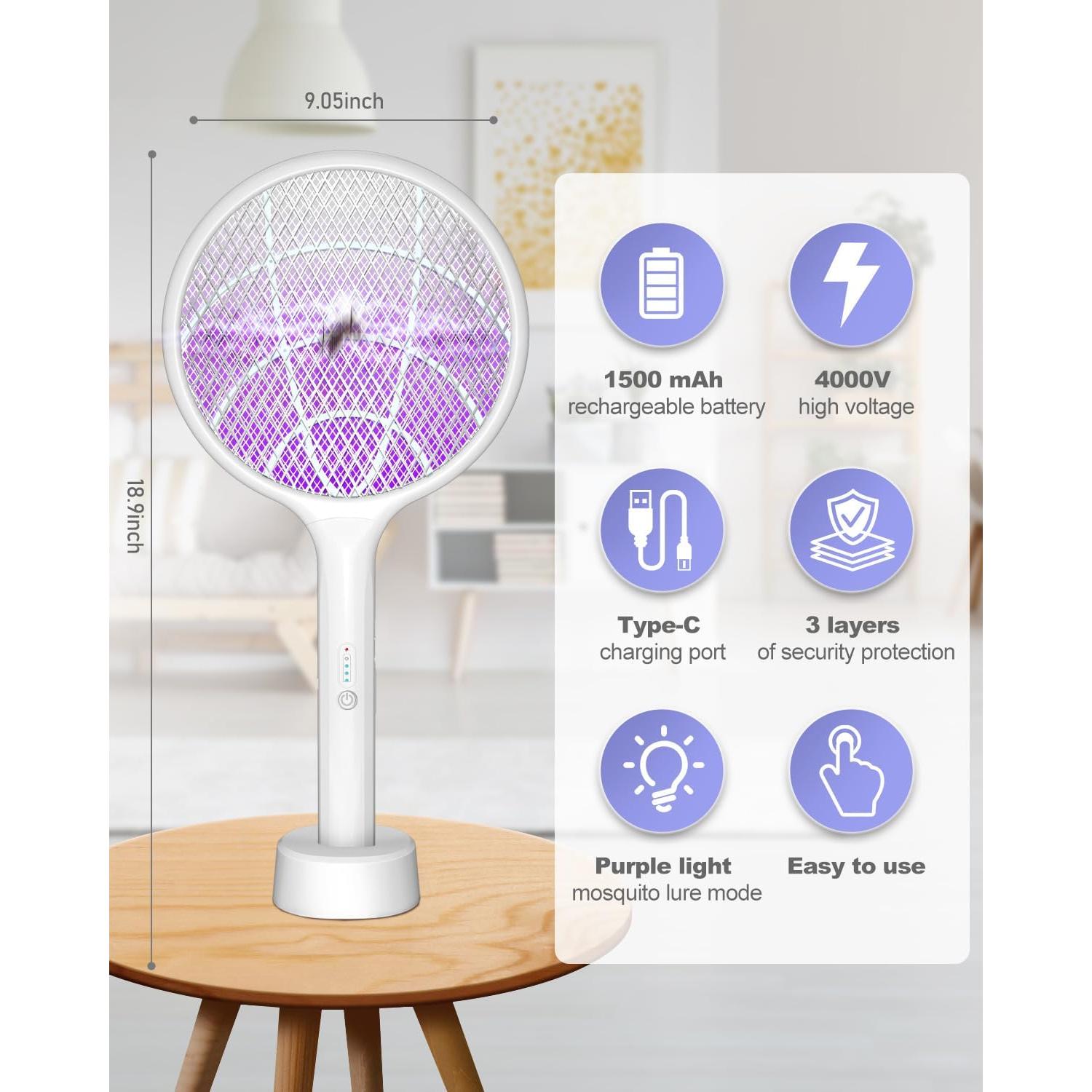 Raqueta Eléctrica DEEZEE 2Pack para Moscas y Mosquitos 4000V